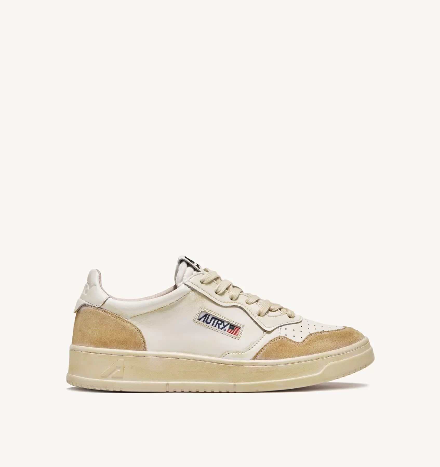 Frauen AUTRY Sneakers Medalist Low Super Vintage Aus Leder Yellowing Mit Weiss