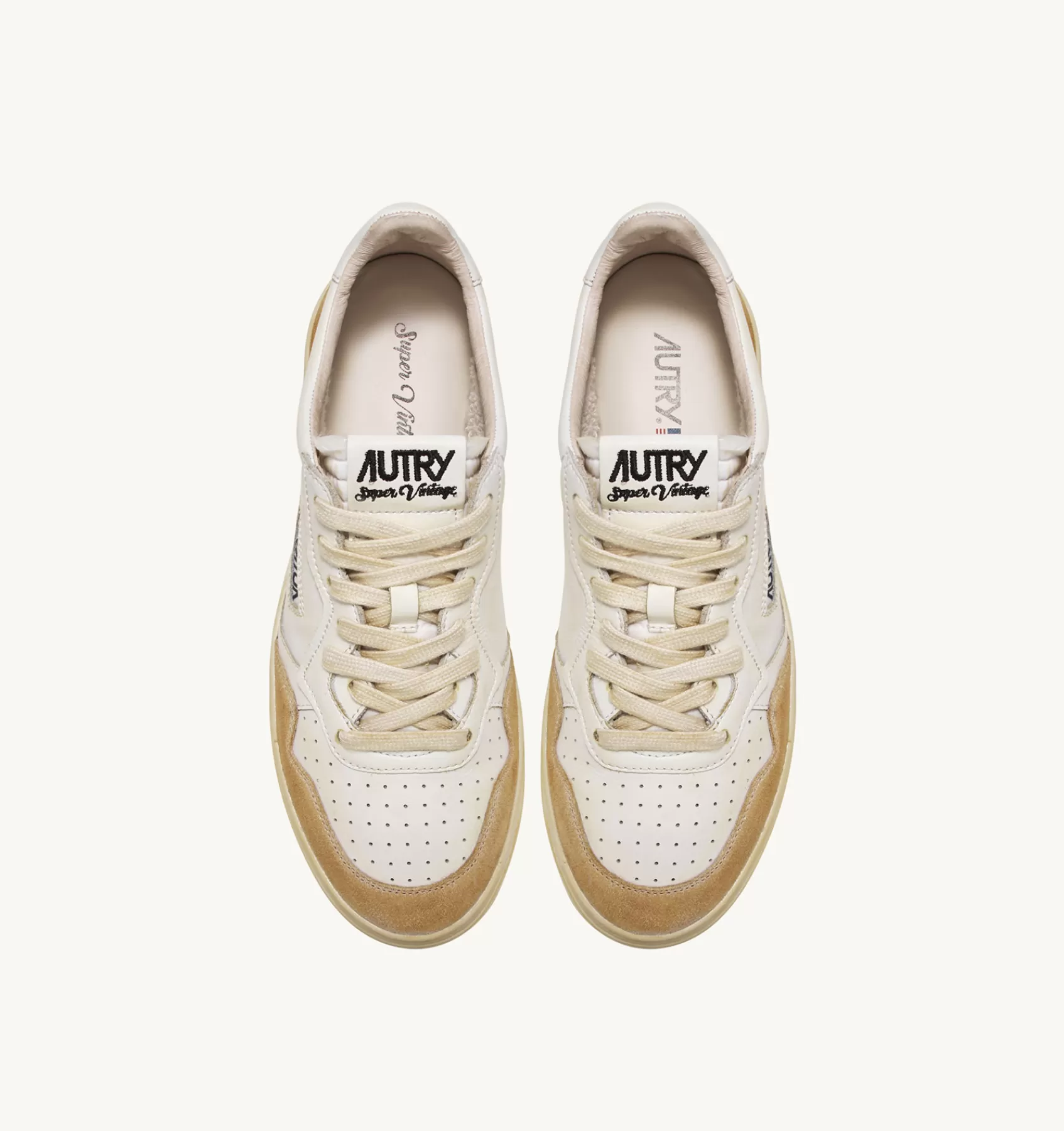 Frauen AUTRY Sneakers Medalist Low Super Vintage Aus Leder Yellowing Mit Weiss