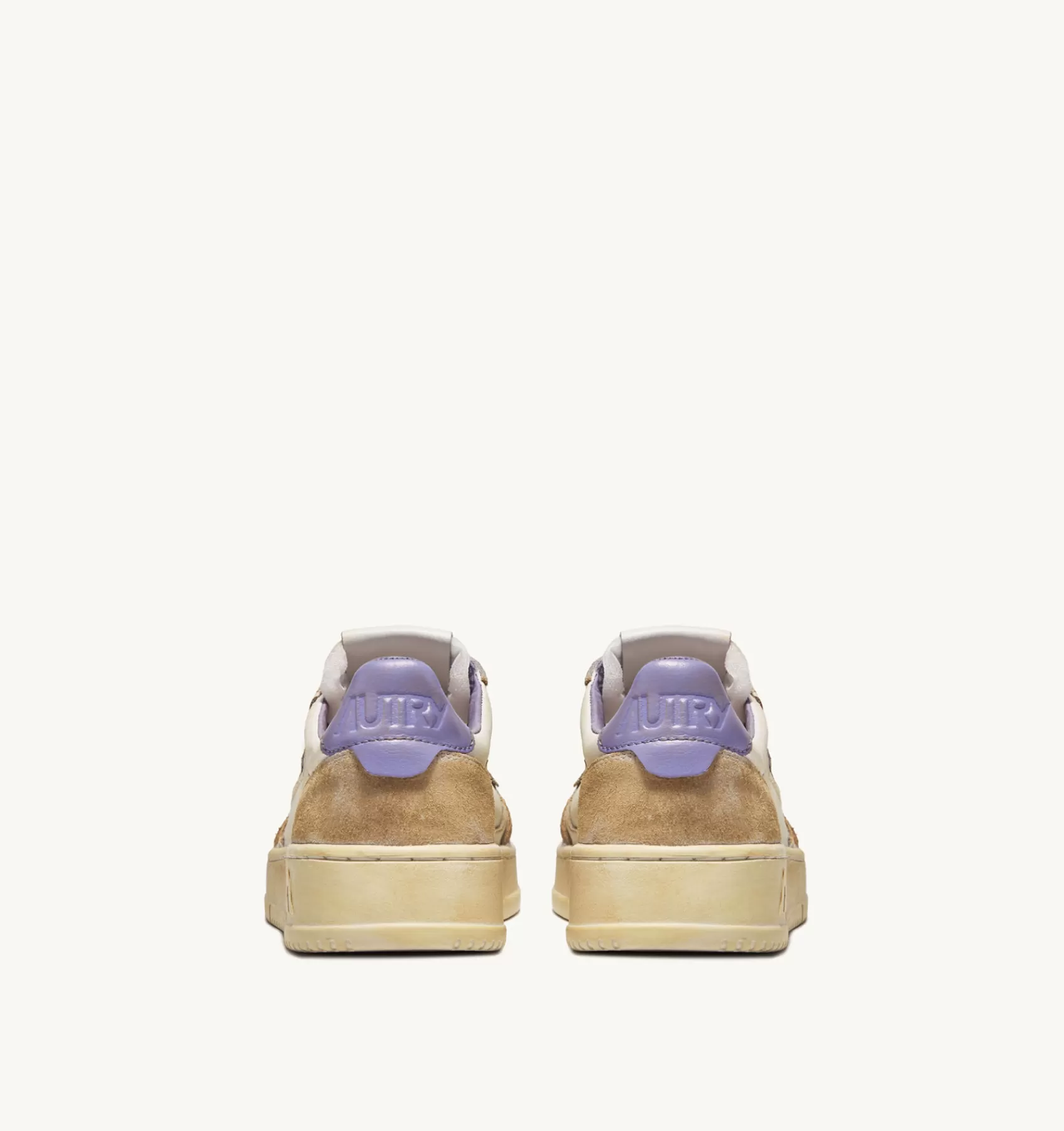 Frauen AUTRY Sneakers Medalist Low Super Vintage Aus Leder Yellowing Mit Weiss Und Lavendel