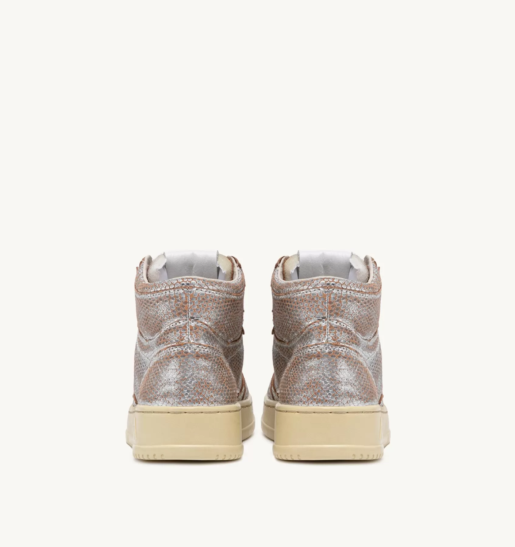 Frauen AUTRY Sneakers Medalist Mid Aus Leder Mit Schlangenoptik In Silber
