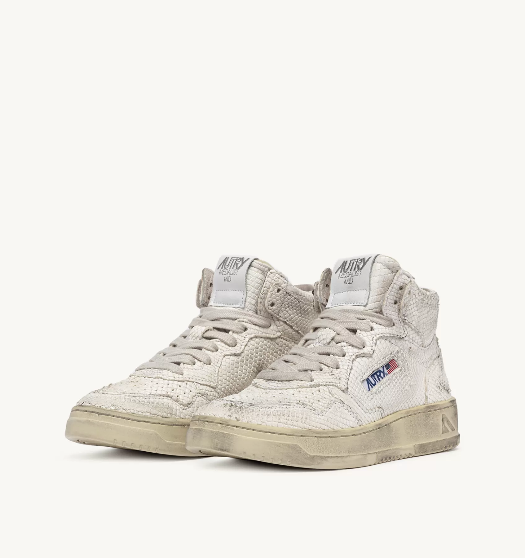 Frauen AUTRY Sneakers Medalist Mid Aus Leder Mit Schlangenoptik In Weiss
