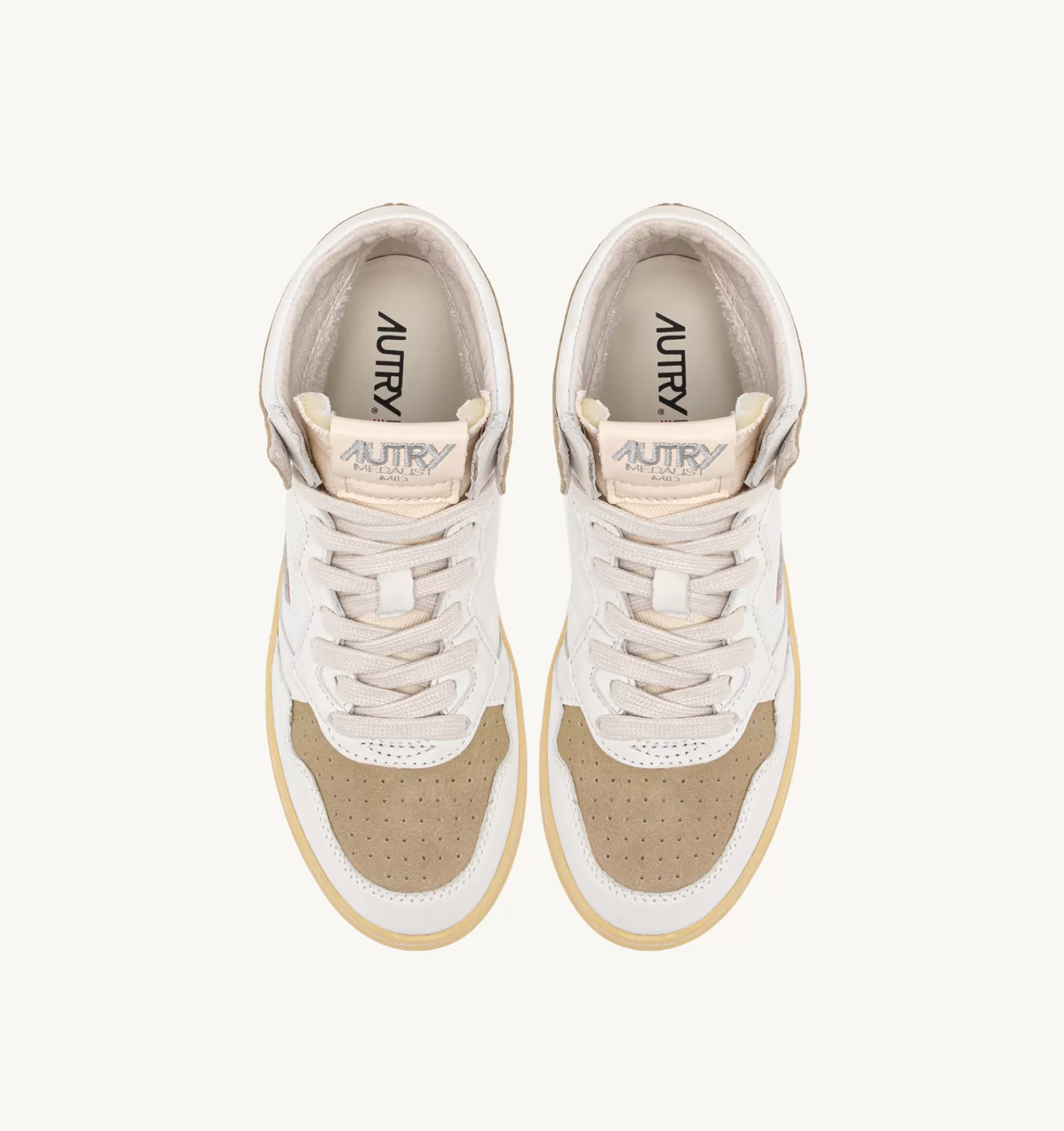 Frauen AUTRY Sneakers Medalist Mid Aus Leder Und Wildleder In Weiss Und Mud