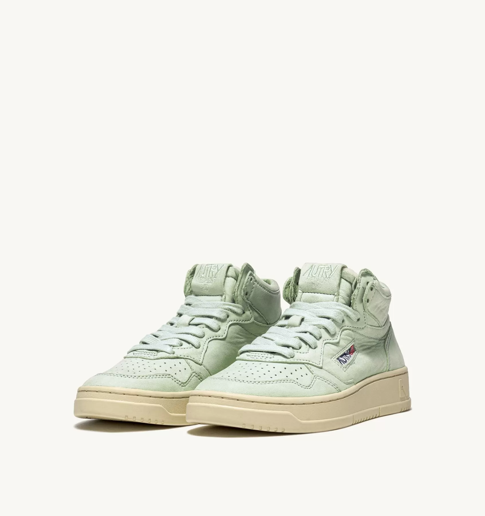 Männer AUTRY Sneakers Medalist Mid Aus Weichem Ziegenleder In Cel Green