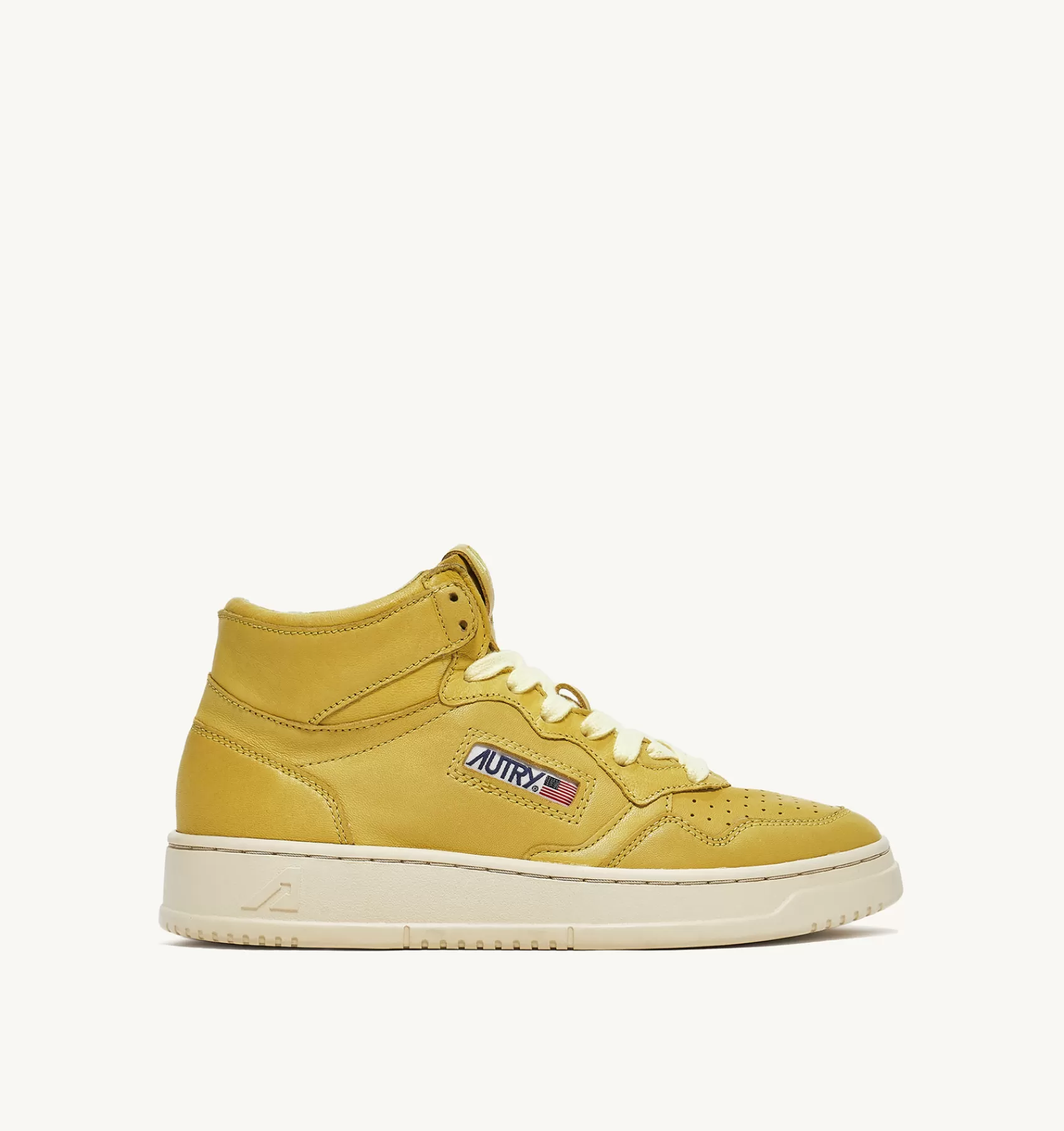 Frauen AUTRY Sneakers Medalist Mid Aus Weichem Ziegenleder In Yellow Iris