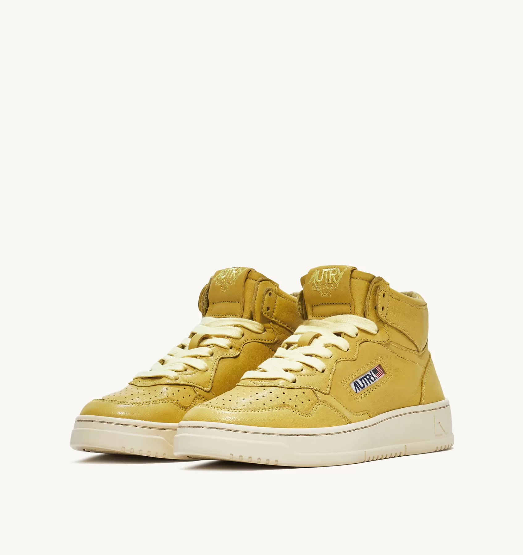 Frauen AUTRY Sneakers Medalist Mid Aus Weichem Ziegenleder In Yellow Iris