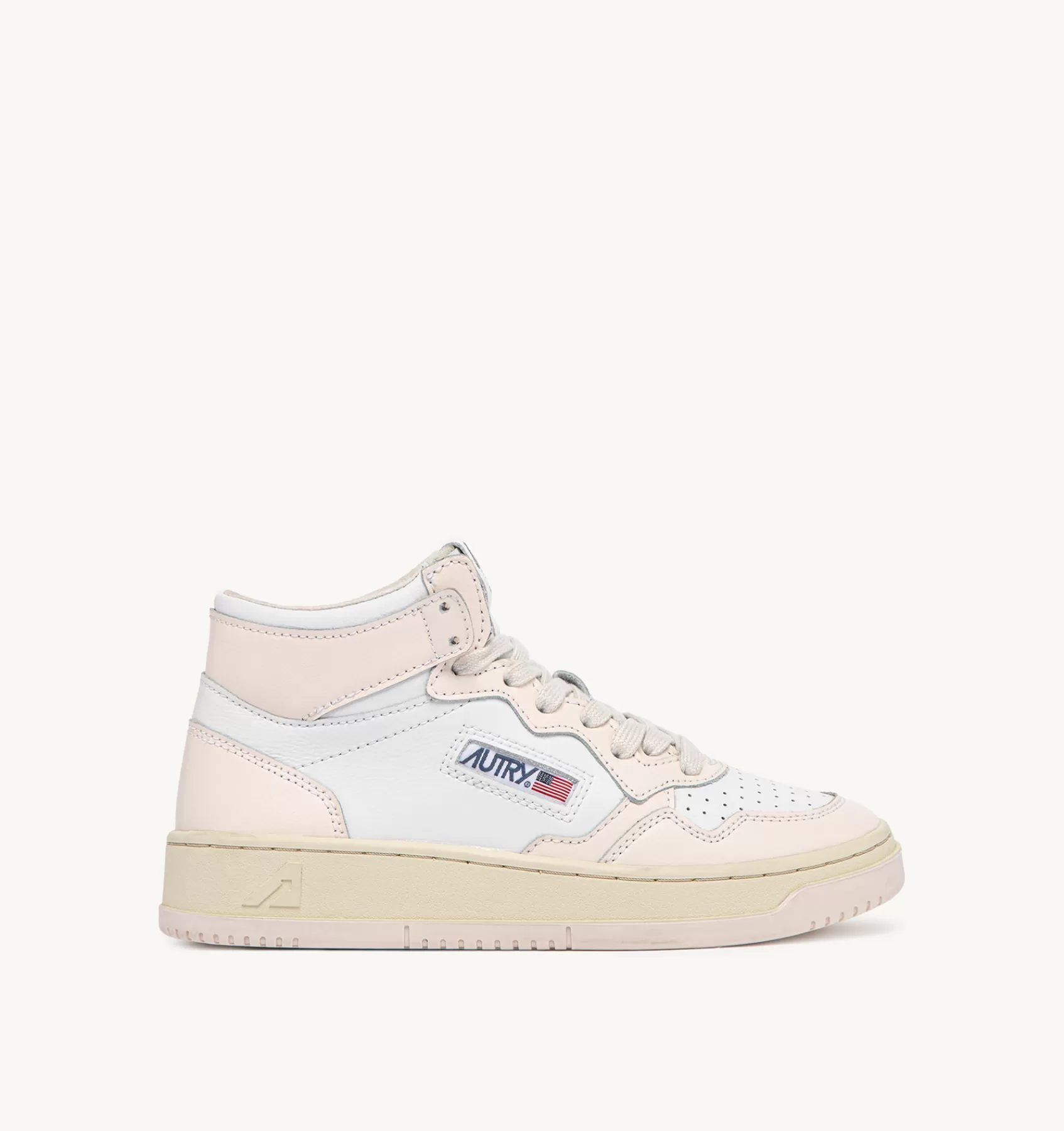 Frauen AUTRY Sneakers Medalist Mid Aus Weissem Leder Mit Rosa