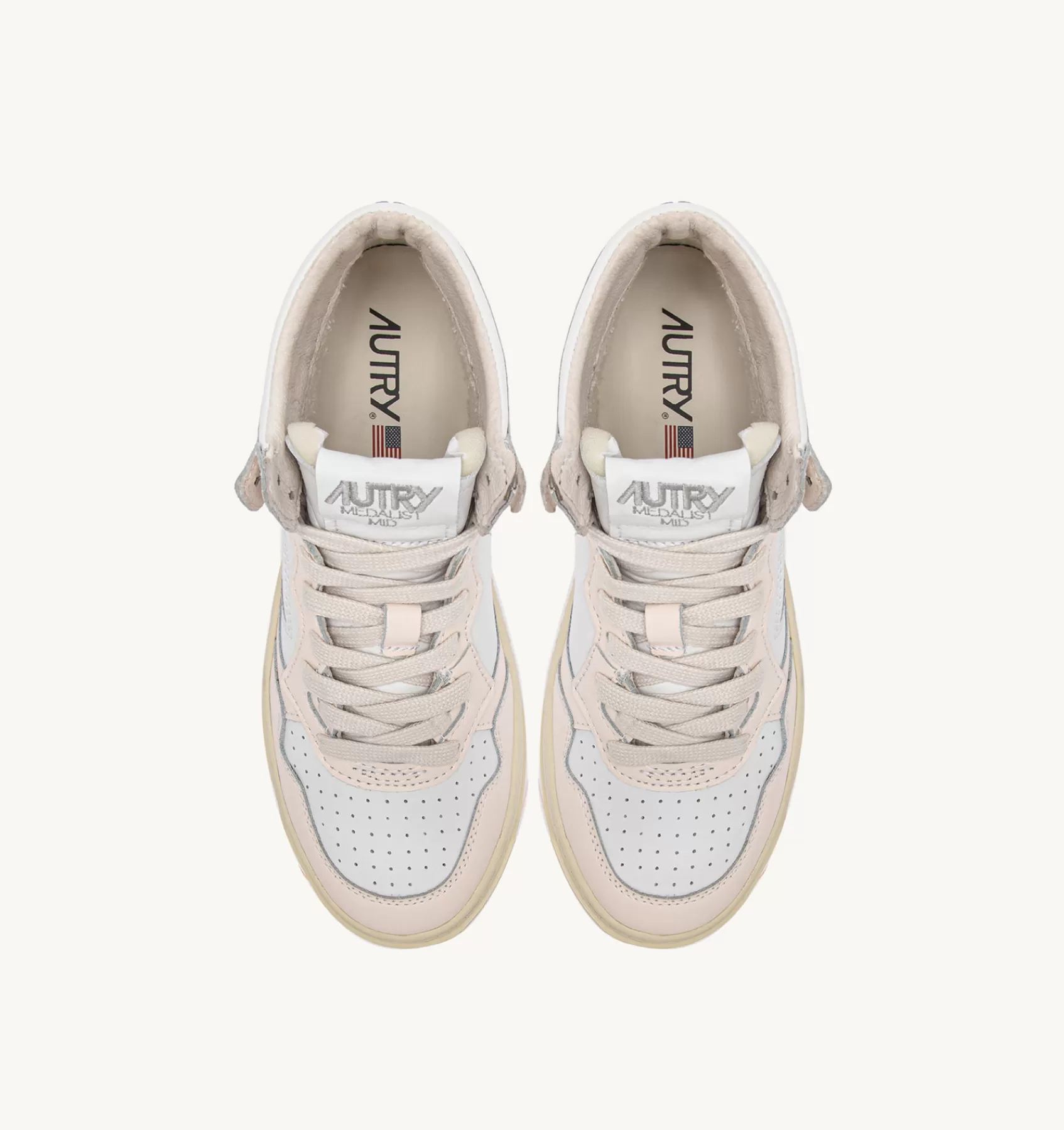 Frauen AUTRY Sneakers Medalist Mid Aus Weissem Leder Mit Rosa