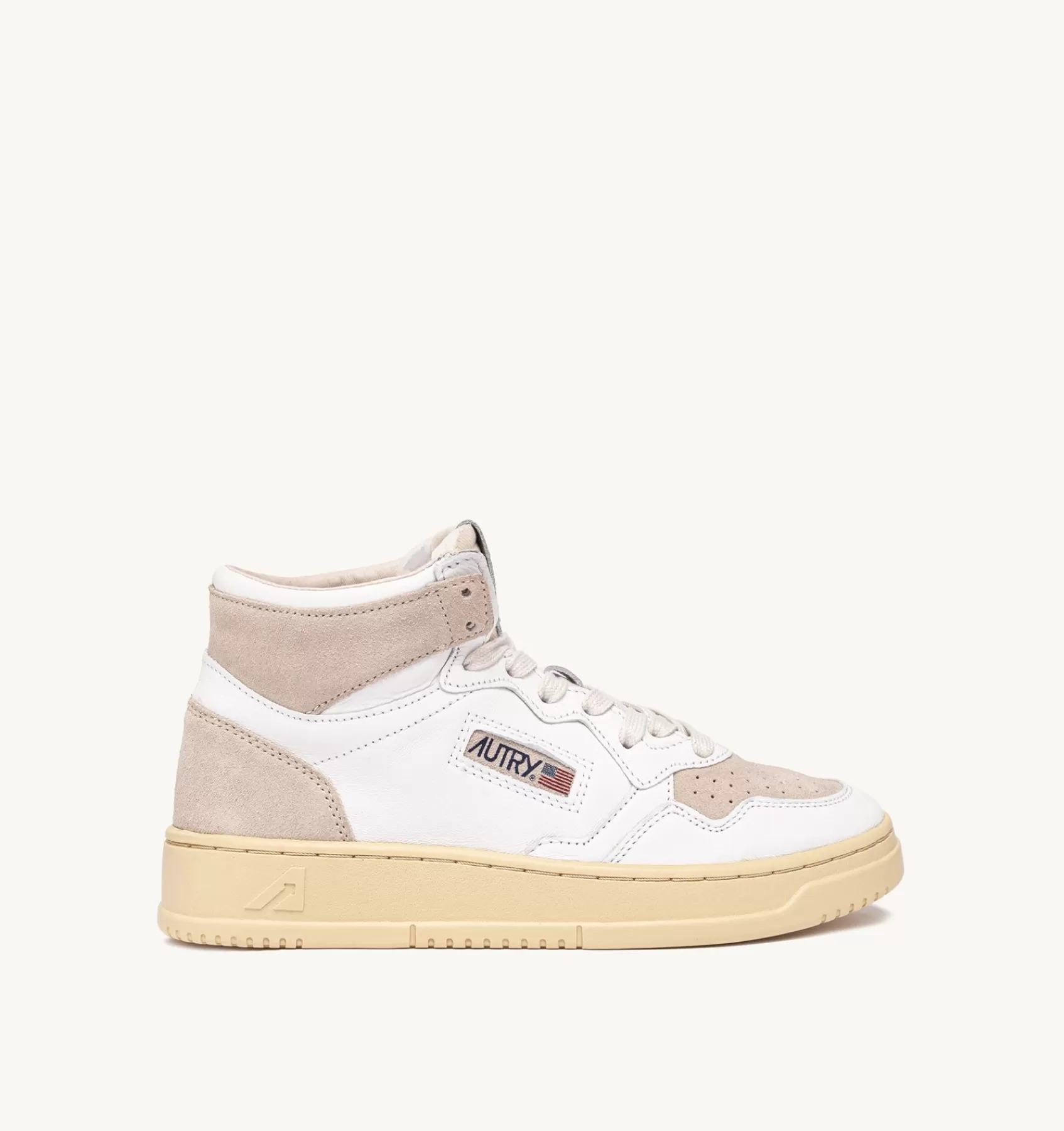 Frauen AUTRY Sneakers Medalist Mid Aus Weissem Leder Und Beigem Wildleder