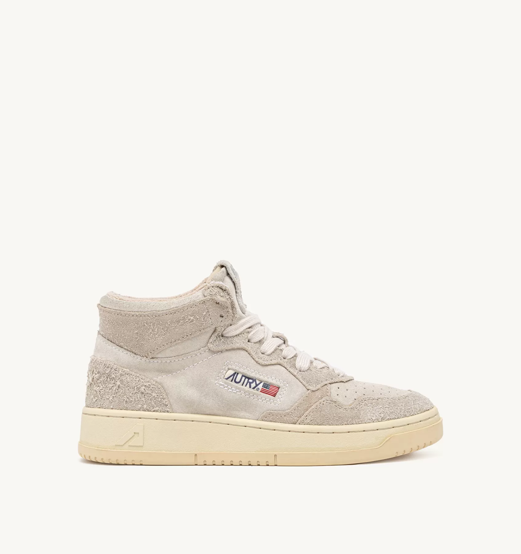 Frauen AUTRY Sneakers Medalist Mid Aus Wildleder Mit "Hair"-Effekt In Ecru