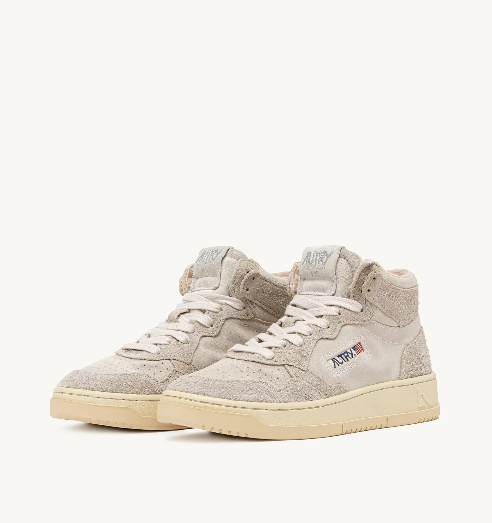 Frauen AUTRY Sneakers Medalist Mid Aus Wildleder Mit "Hair"-Effekt In Ecru