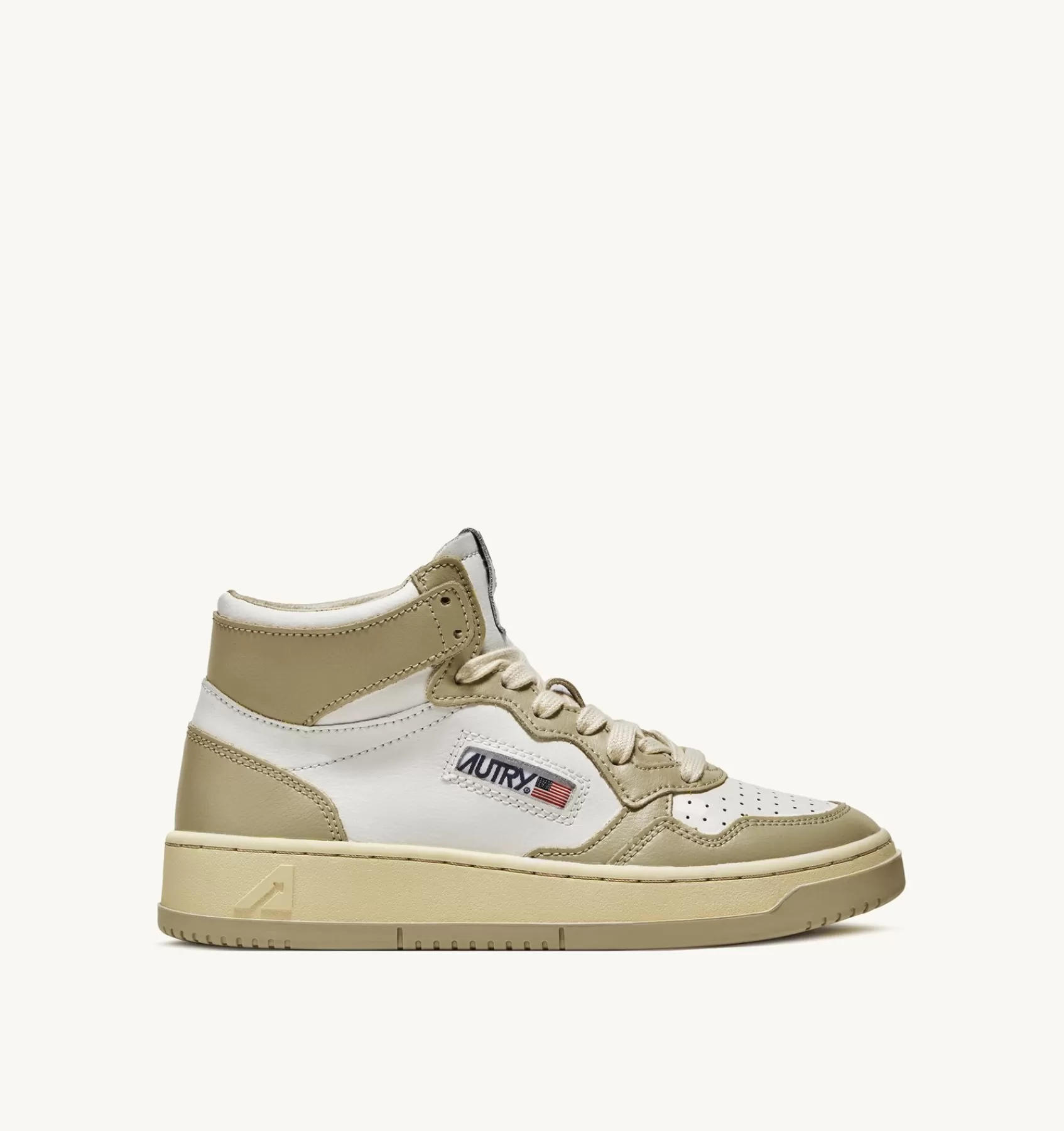 Männer AUTRY Sneakers Medalist Mid Aus Zweifarbigem Leder In Weiss Und Mud