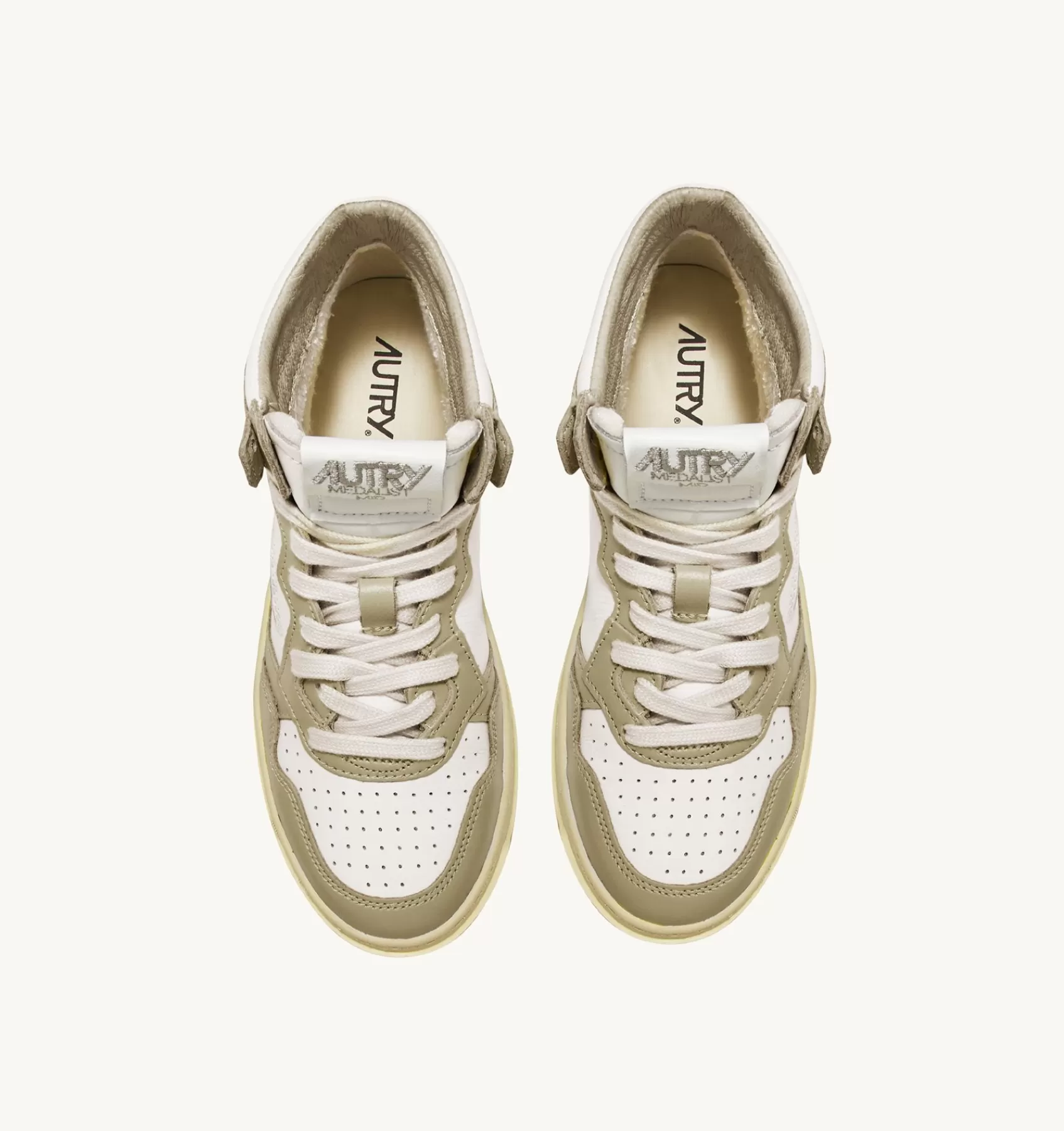 Männer AUTRY Sneakers Medalist Mid Aus Zweifarbigem Leder In Weiss Und Mud