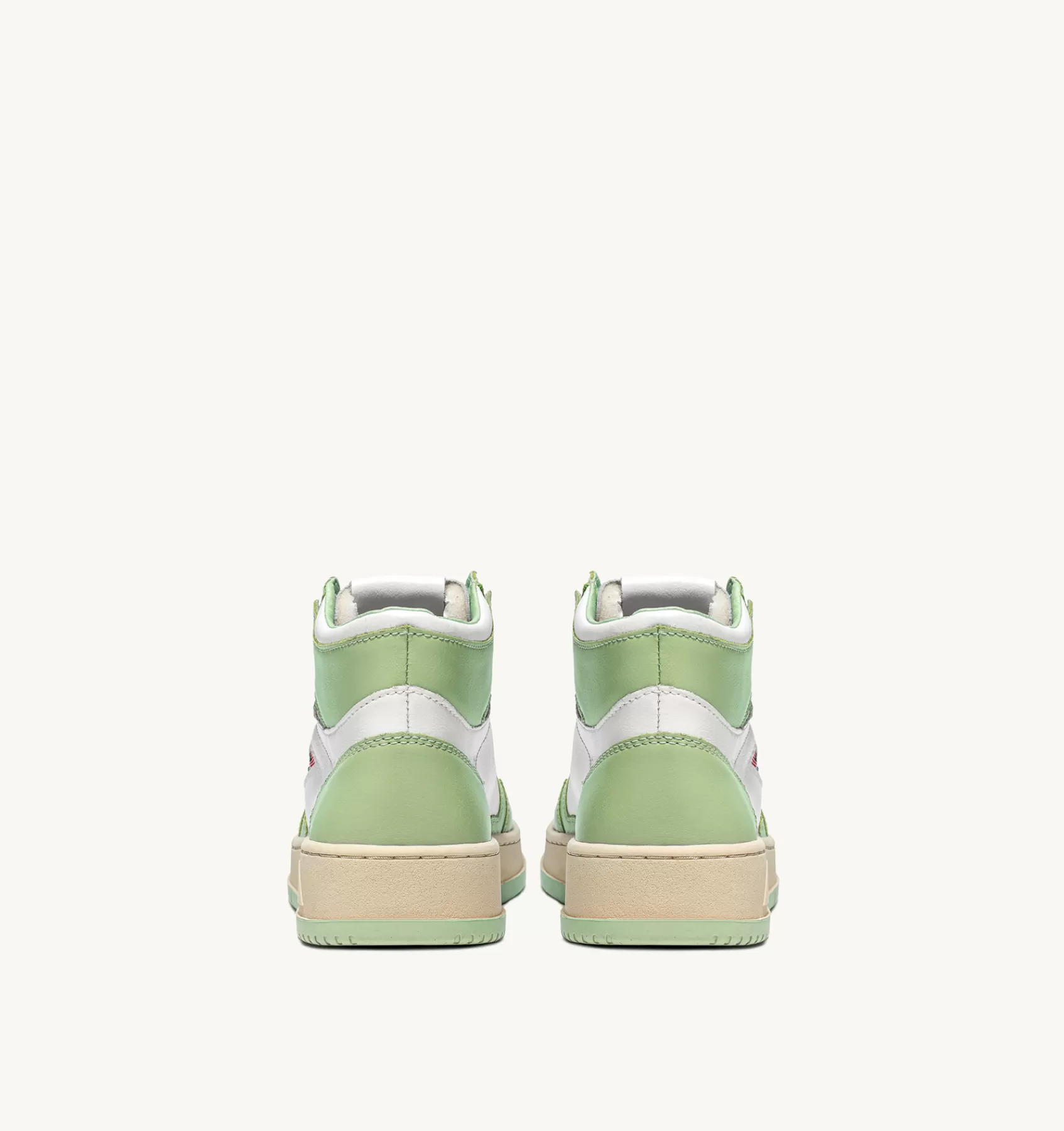 Frauen AUTRY Sneakers Medalist Mid Aus Zweifarbigem Leder Weiss Und Nile Green