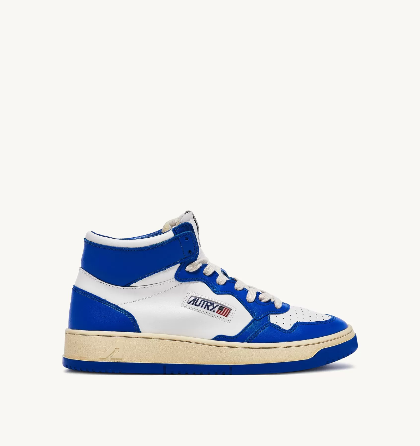 Männer AUTRY Sneakers Medalist Mid Aus Zweifarbigem Leder Weiss Und Prince Blue