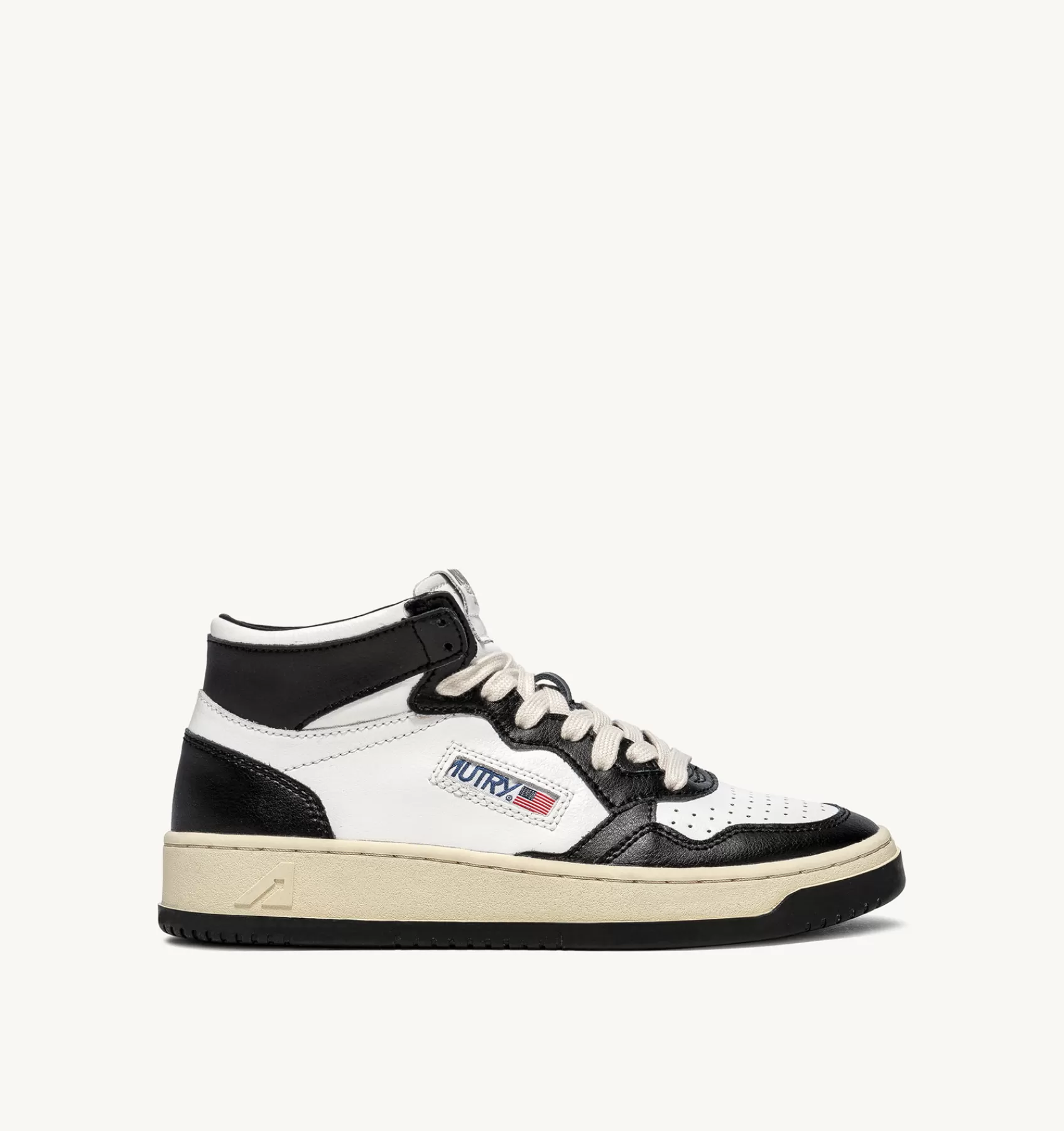 Männer AUTRY Sneakers Medalist Mid Aus Zweifarbigem Leder Weiss Und Schwarz