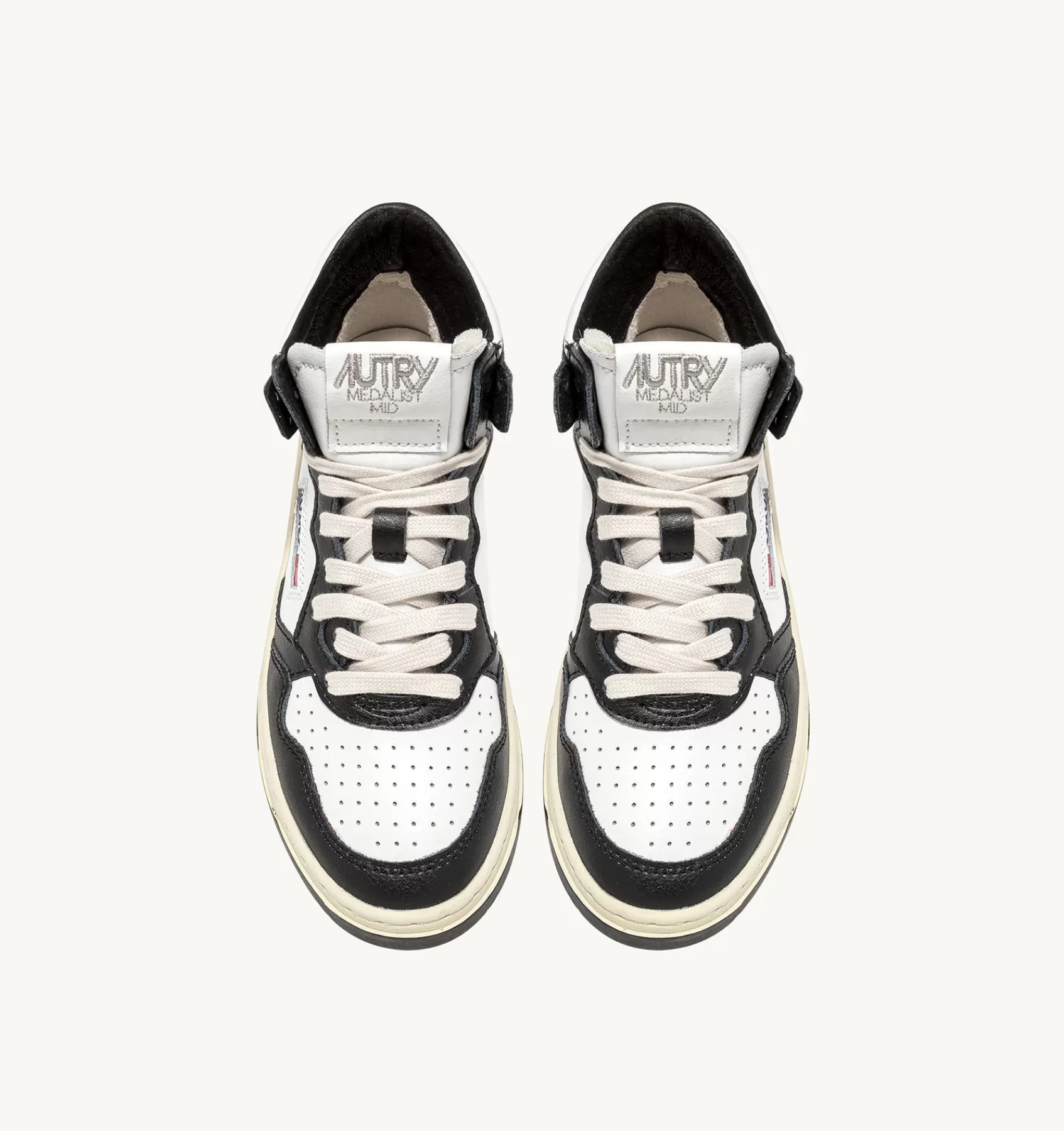 Männer AUTRY Sneakers Medalist Mid Aus Zweifarbigem Leder Weiss Und Schwarz