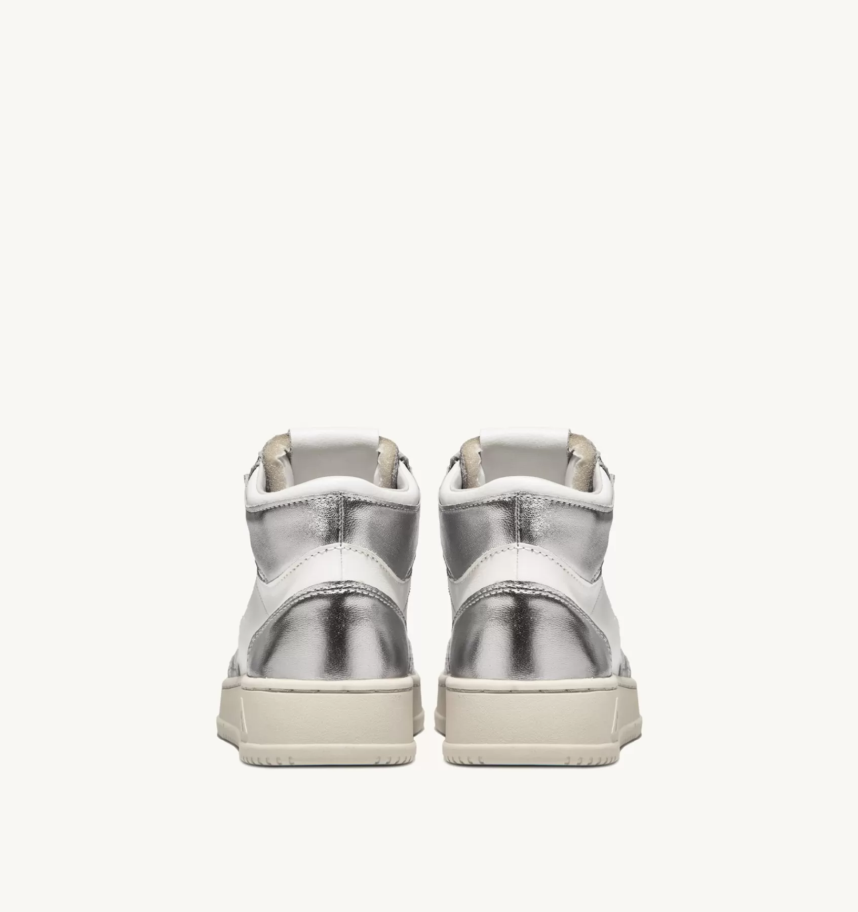Frauen AUTRY Sneakers Medalist Mid Aus Zweifarbigem Leder Weiss Und Silber