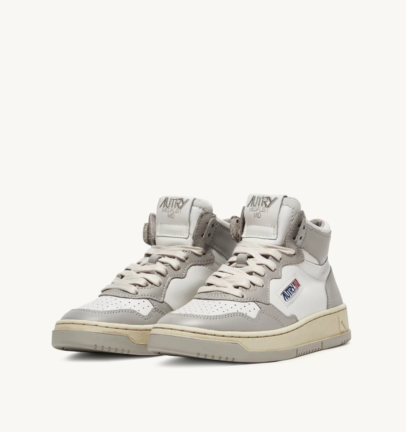 Frauen AUTRY Sneakers Medalist Mid Aus Zweifarbigem Leder Weiss Und Vapor