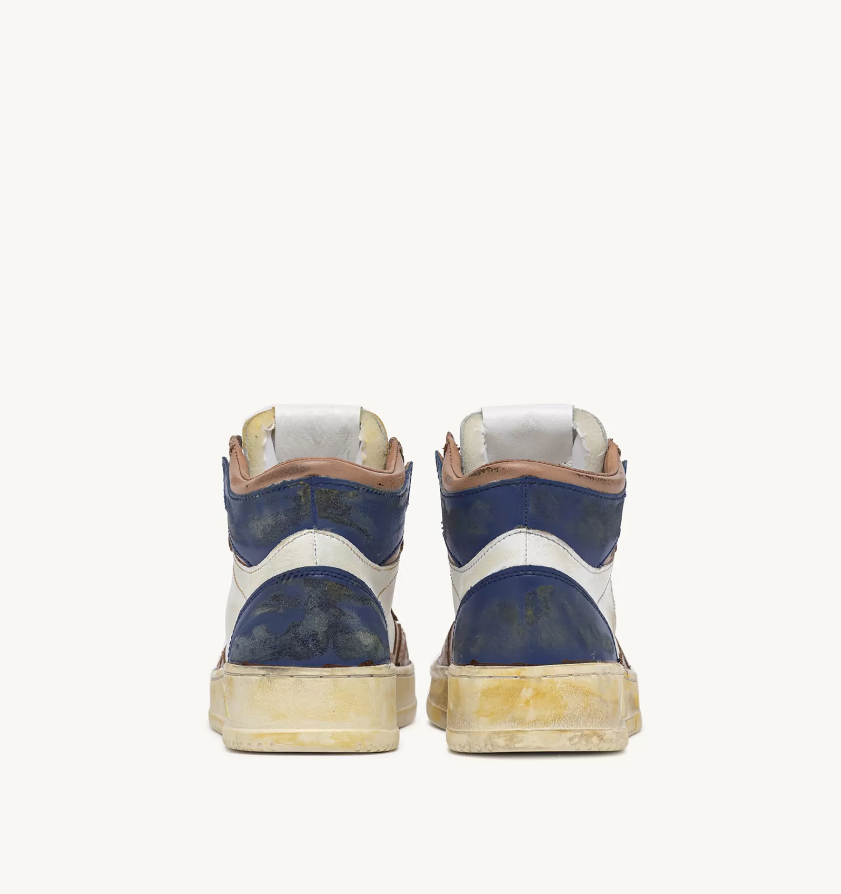 Frauen AUTRY Sneakers Medalist Mid Super Vintage Aus Leder In Weiss, Kaffee-Farbe Und Hellblau