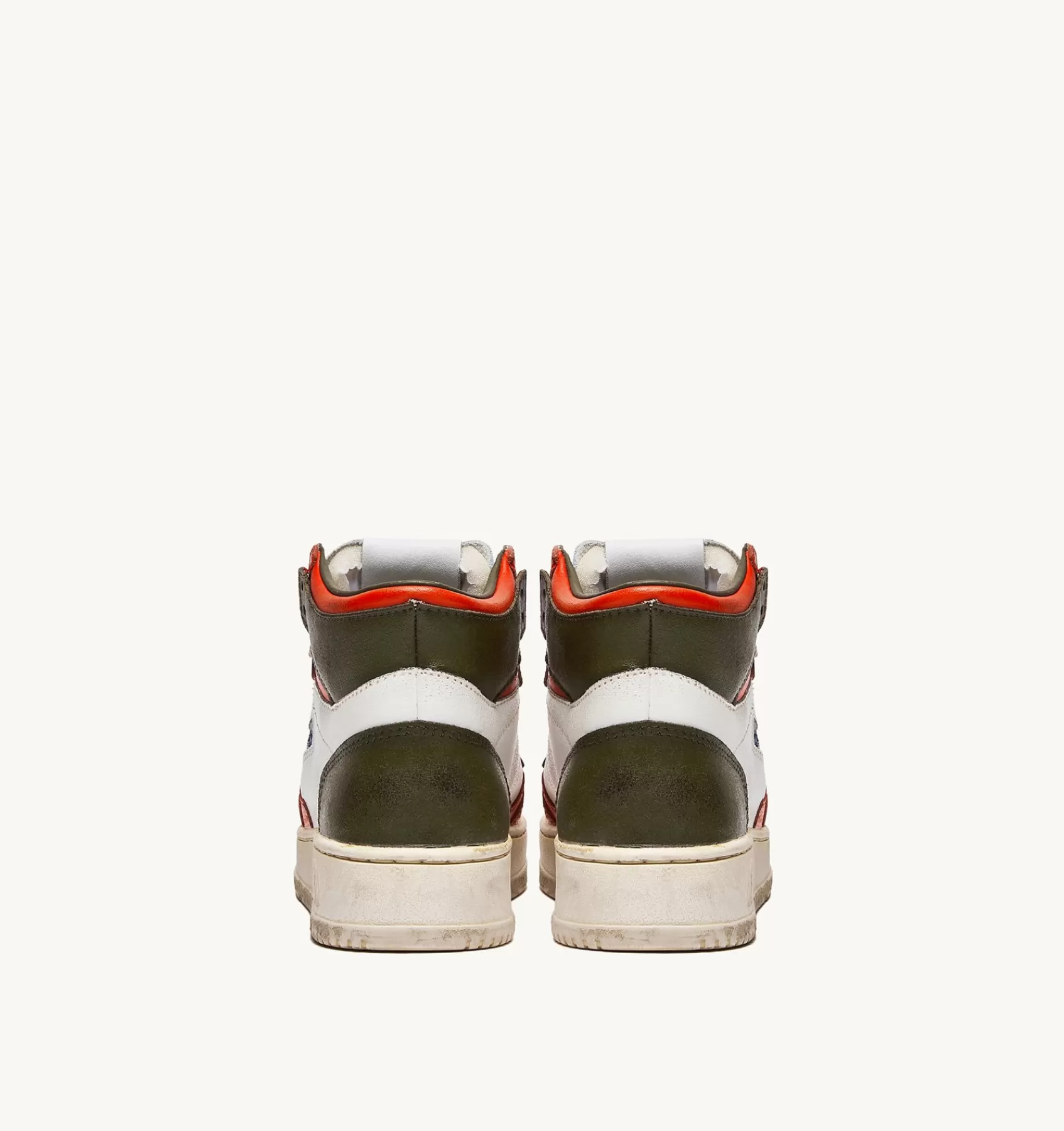 Männer AUTRY Sneakers Medalist Mid Super Vintage Aus Leder In Weiss, Orange Und Tarnfarbe