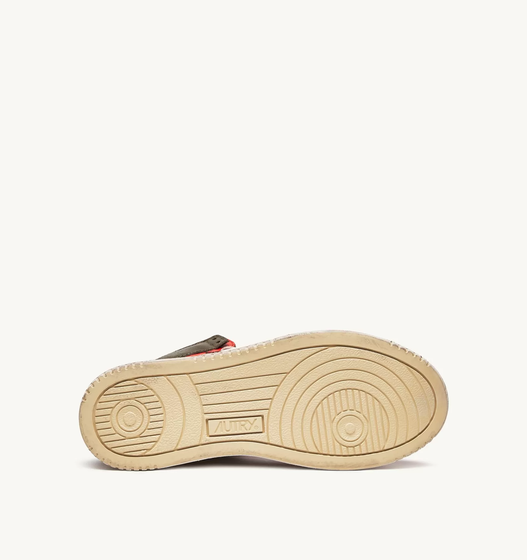 Männer AUTRY Sneakers Medalist Mid Super Vintage Aus Leder In Weiss, Orange Und Tarnfarbe
