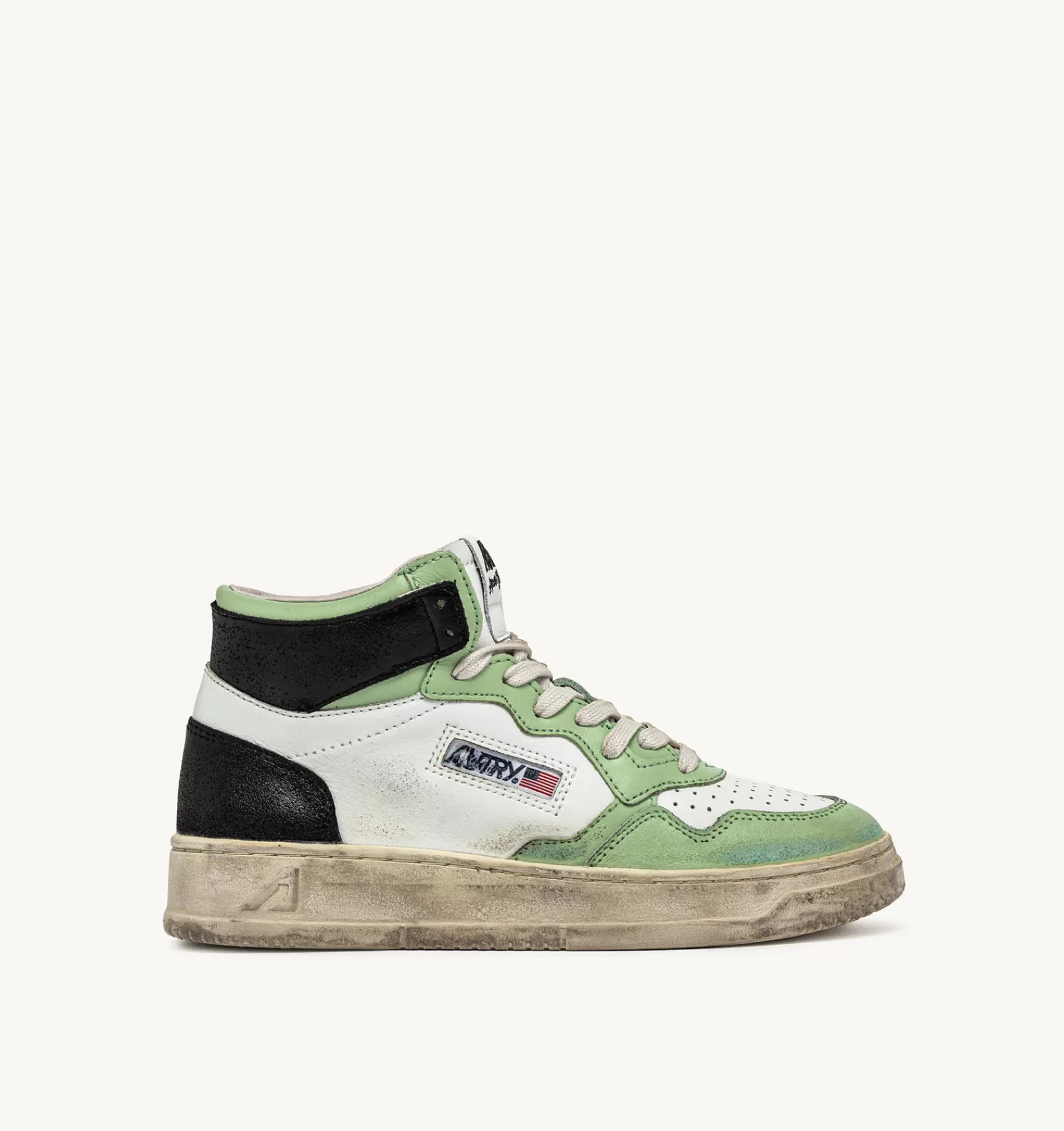 Frauen AUTRY Sneakers Medalist Mid Super Vintage Aus Leder In Weiss Und Nile Blue