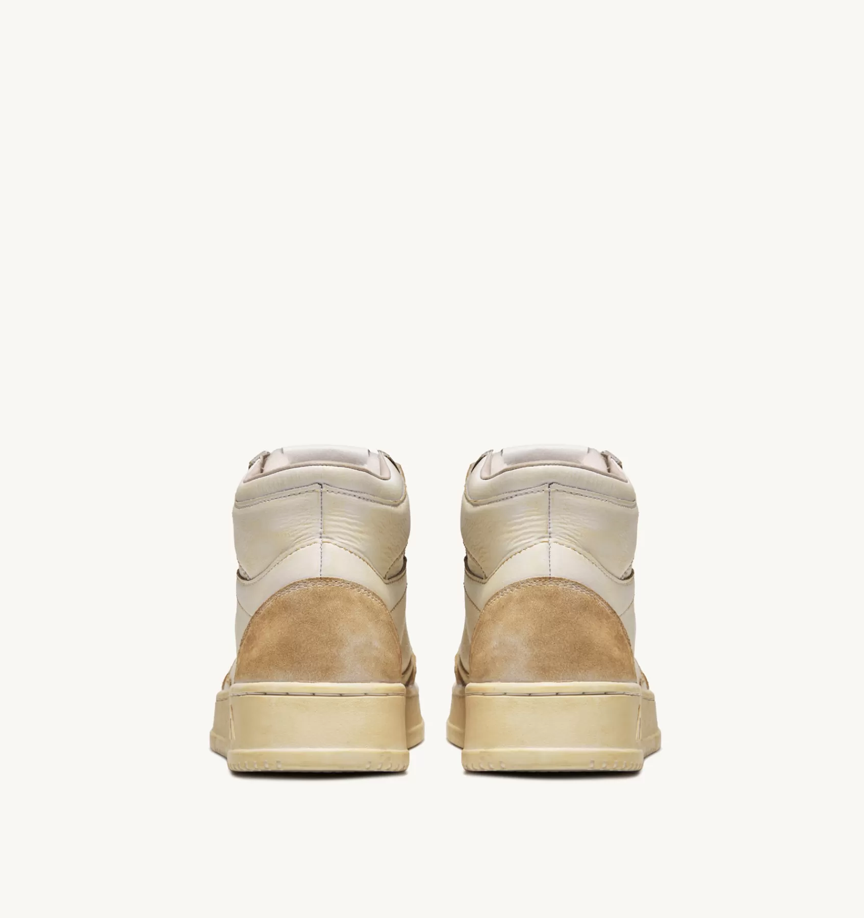 Männer AUTRY Sneakers Medalist Mid Super Vintage Aus Leder Yellowing Mit Weiss