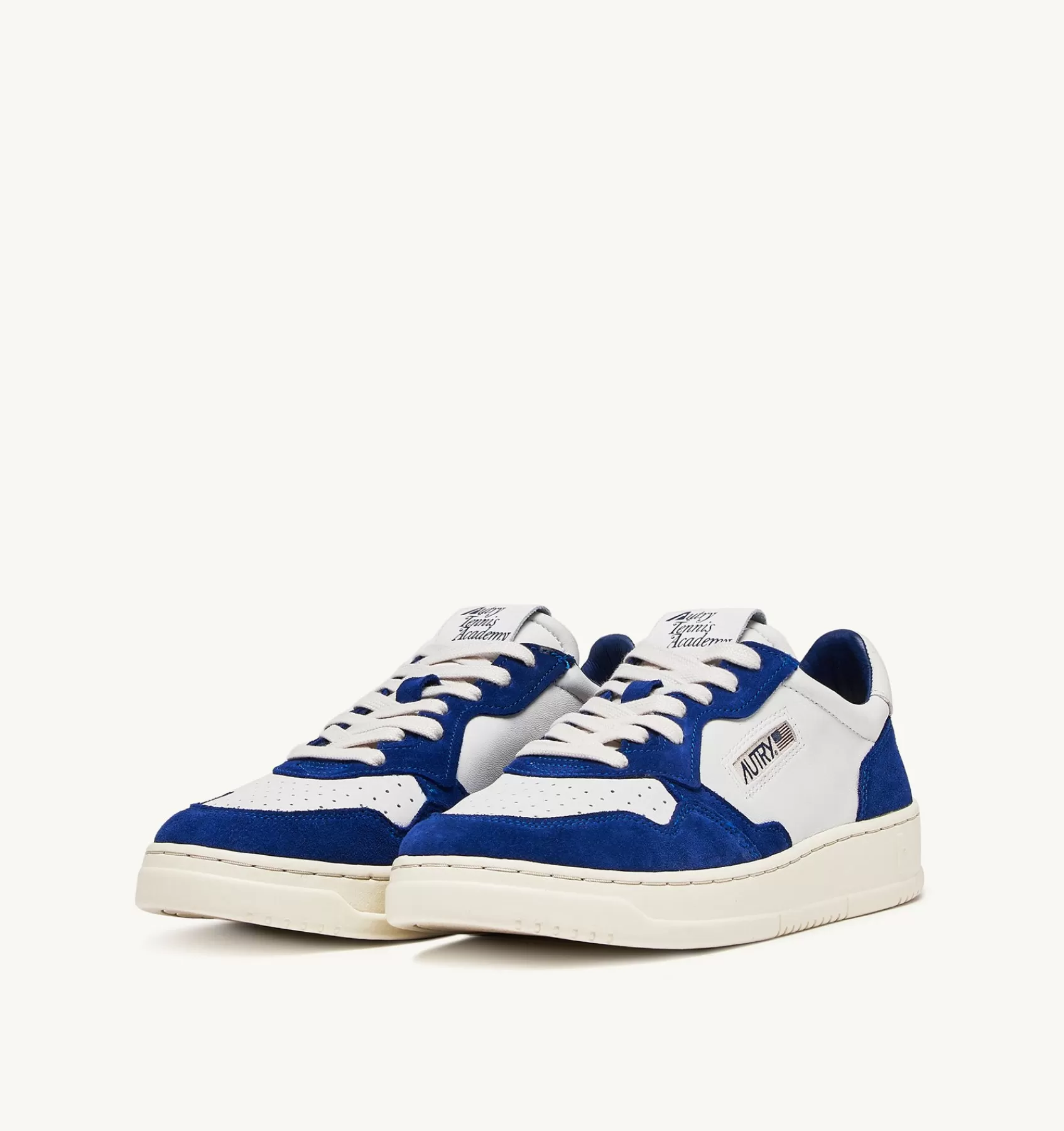 Männer AUTRY Sneakers Open Low Aus Leder In Weiss Und Academy Blue