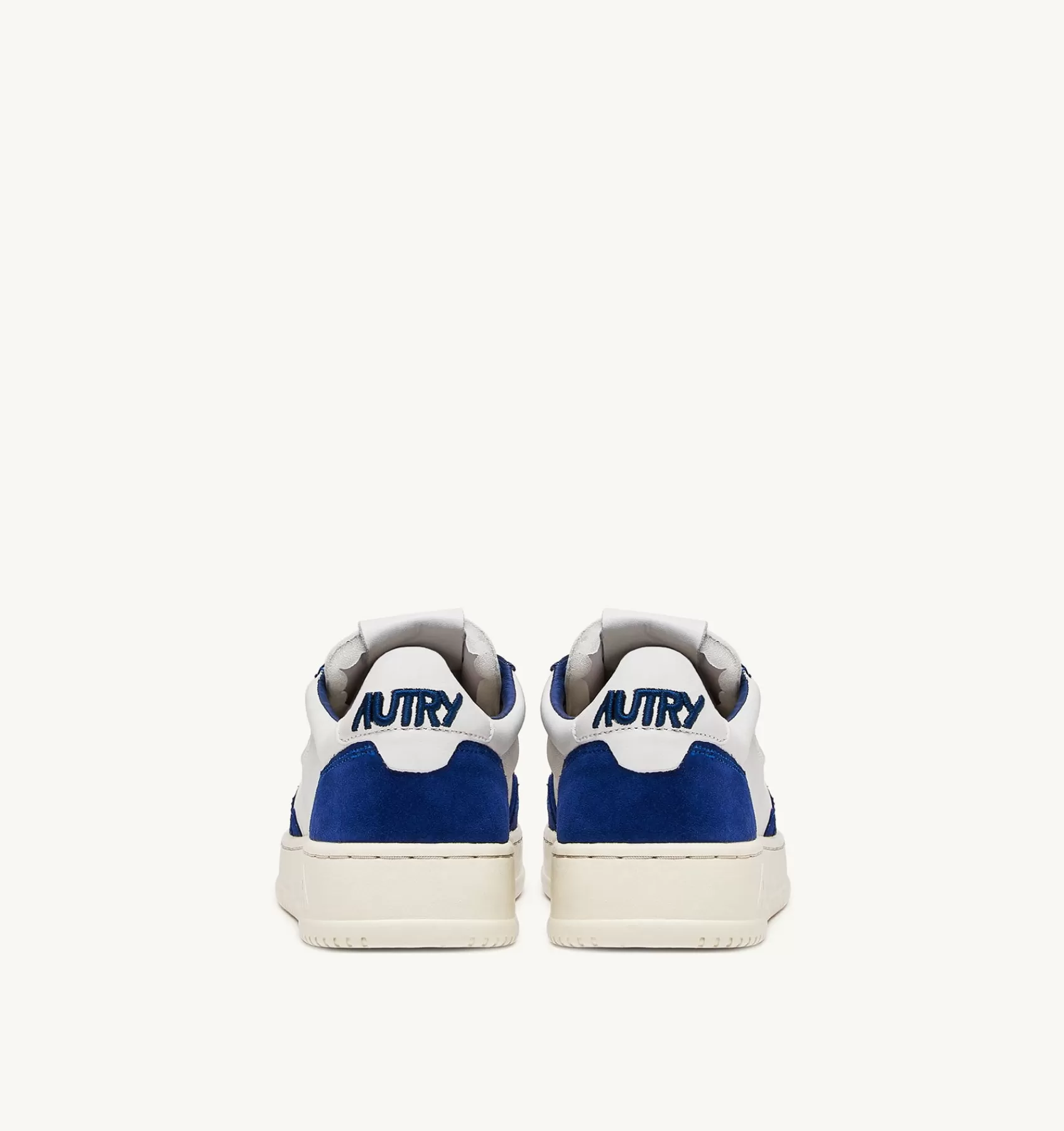 Männer AUTRY Sneakers Open Low Aus Leder In Weiss Und Academy Blue