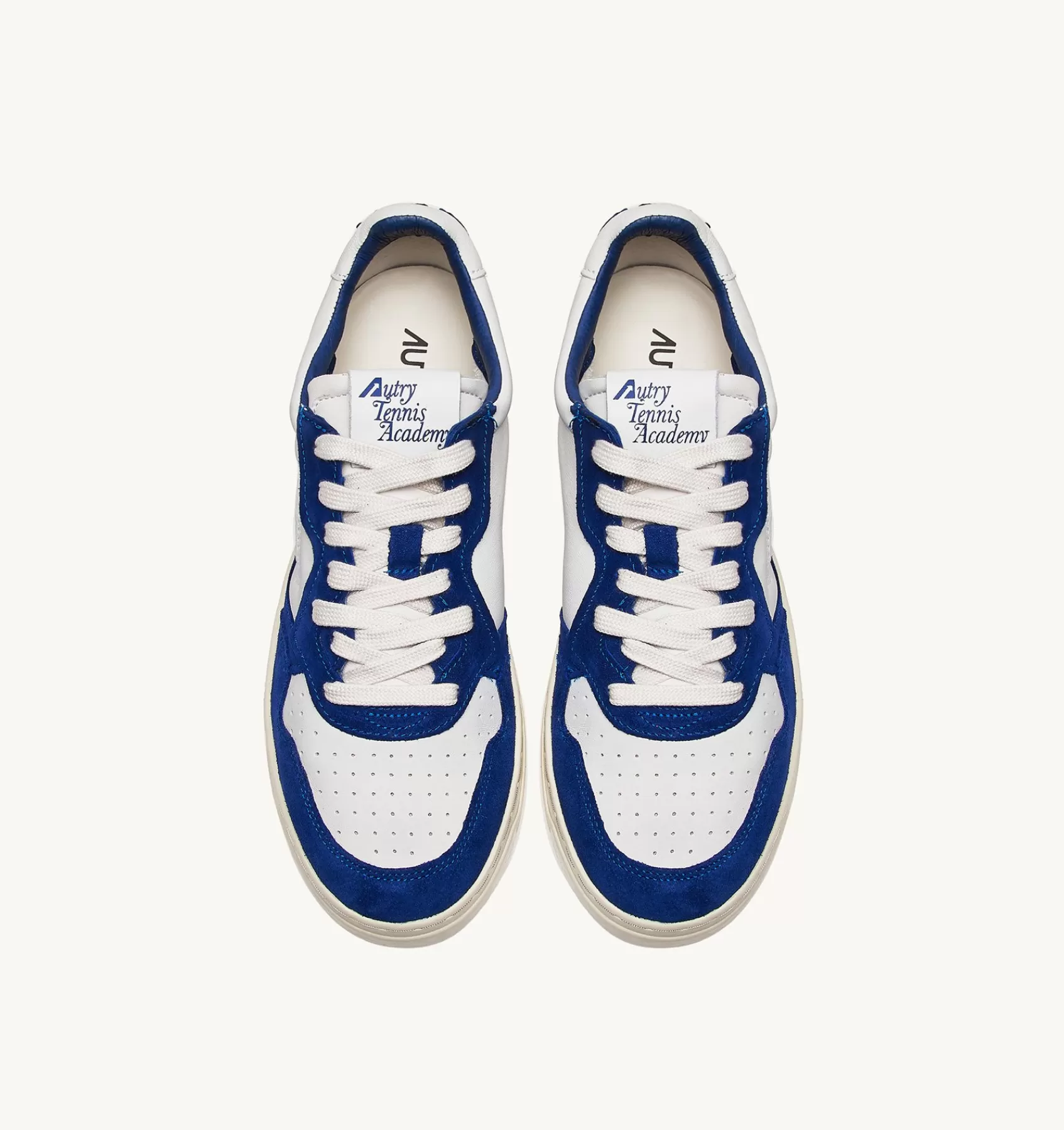 Männer AUTRY Sneakers Open Low Aus Leder In Weiss Und Academy Blue