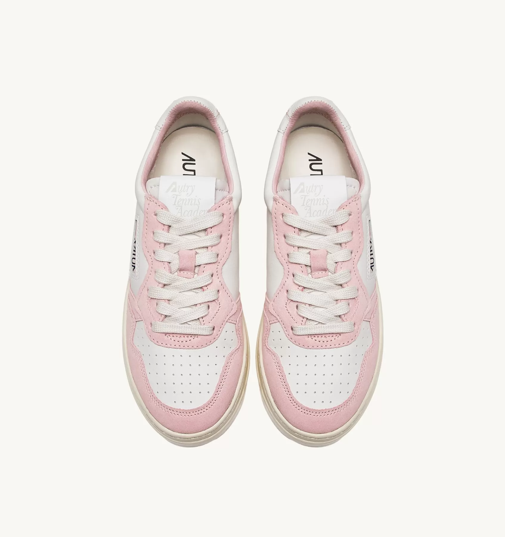 Frauen AUTRY Sneakers Open Low Aus Leder In Weiss Und Academy Pink