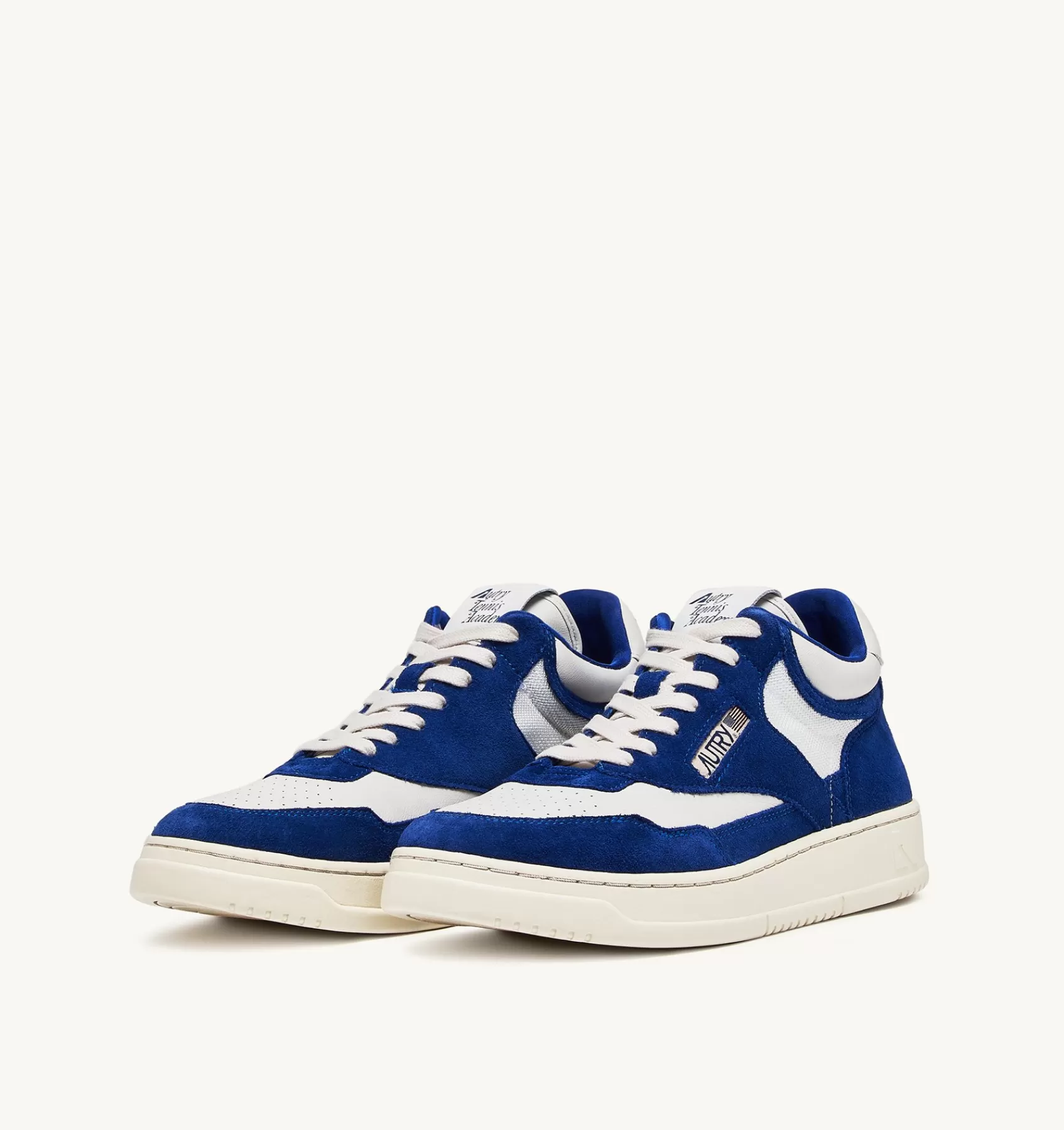 Männer AUTRY Sneakers Open Mid Aus Leder In Weiss Und Academy Blue