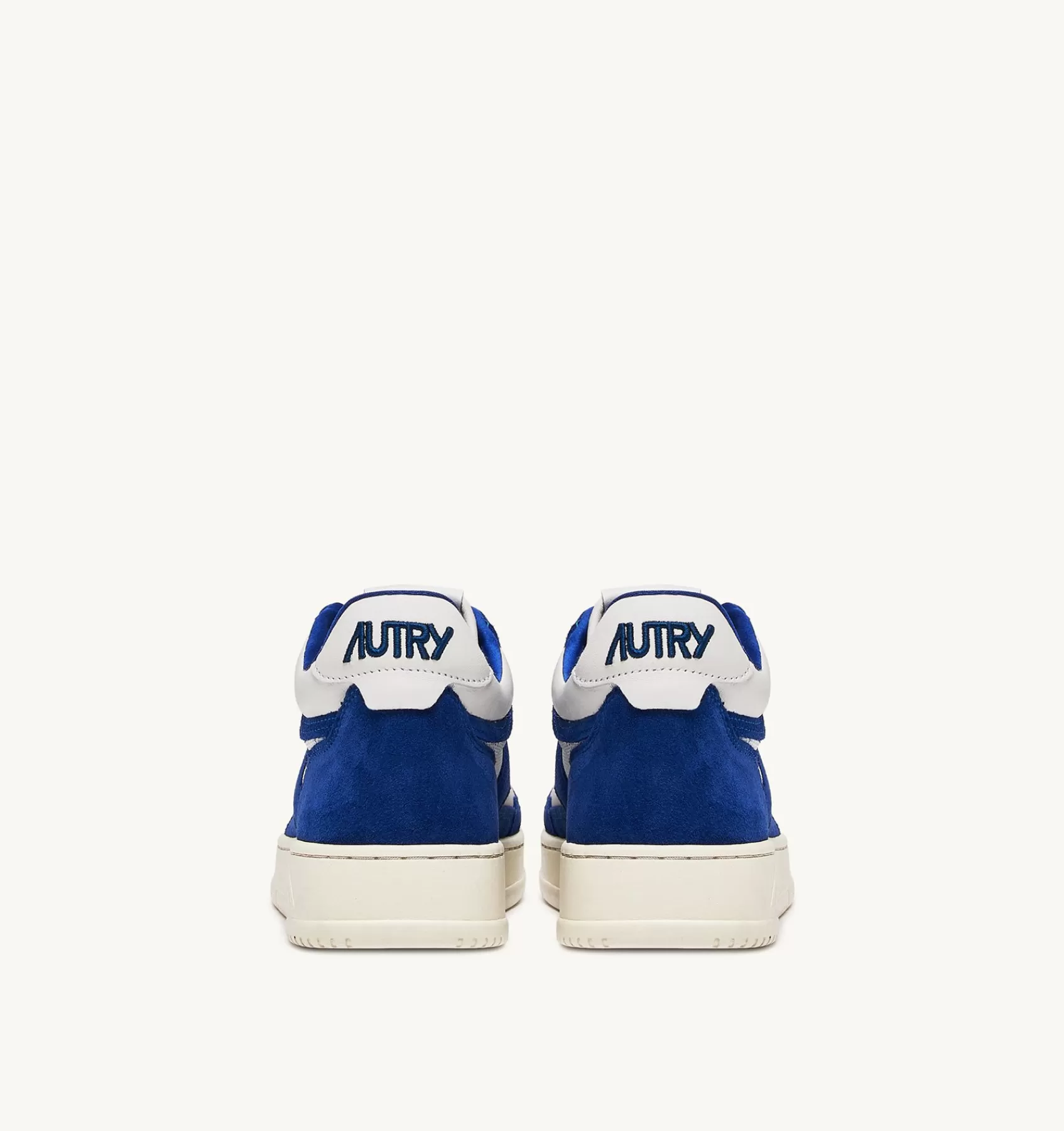 Männer AUTRY Sneakers Open Mid Aus Leder In Weiss Und Academy Blue