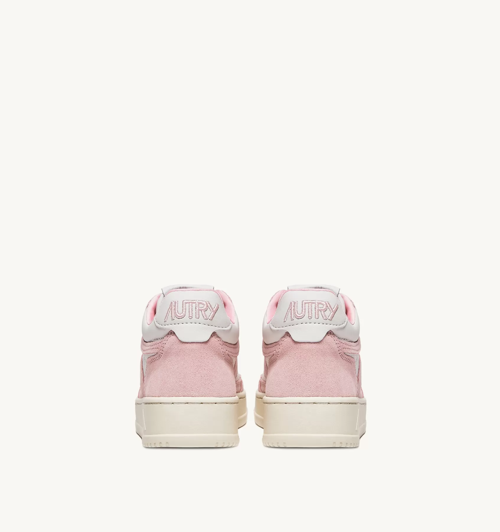 Frauen AUTRY Sneakers Open Mid Aus Leder In Weiss Und Academy Pink