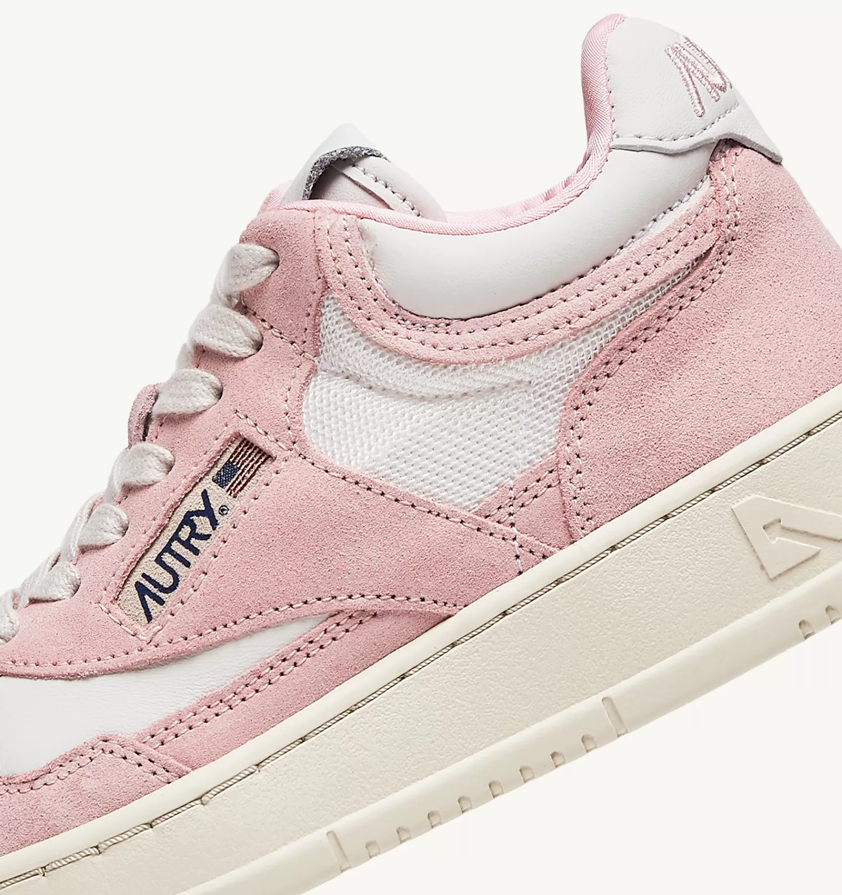 Frauen AUTRY Sneakers Open Mid Aus Leder In Weiss Und Academy Pink