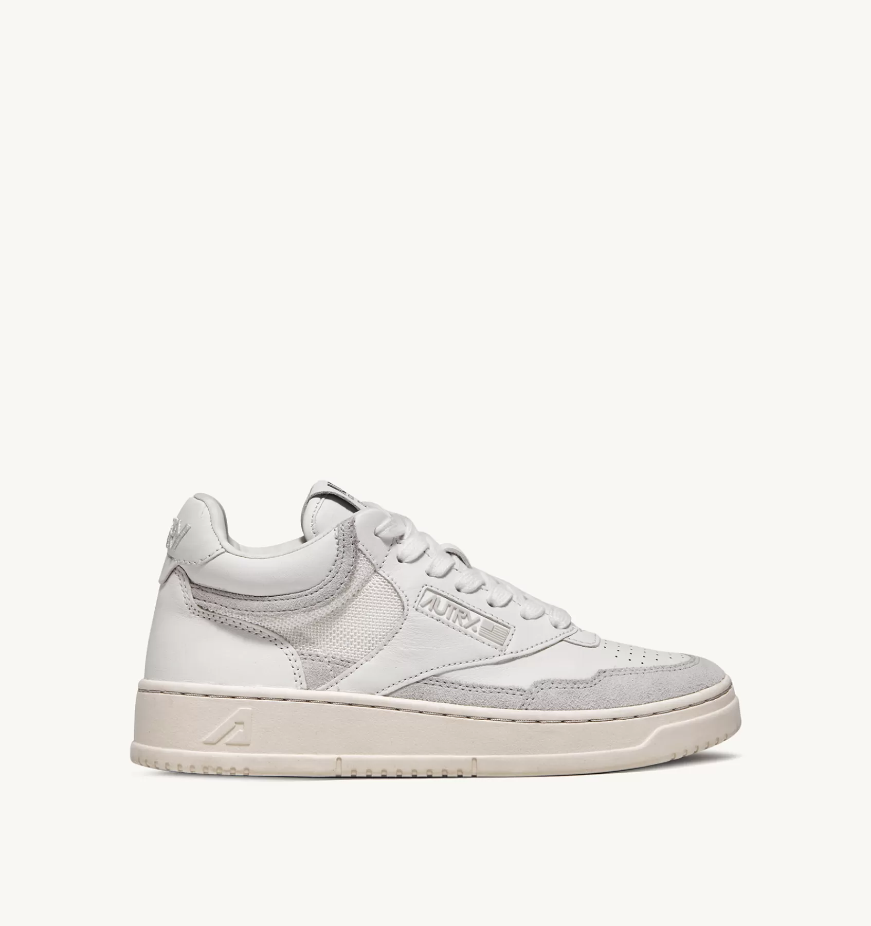 Frauen AUTRY Sneakers Open Mid Aus Leder Und Wildleder In Weiss