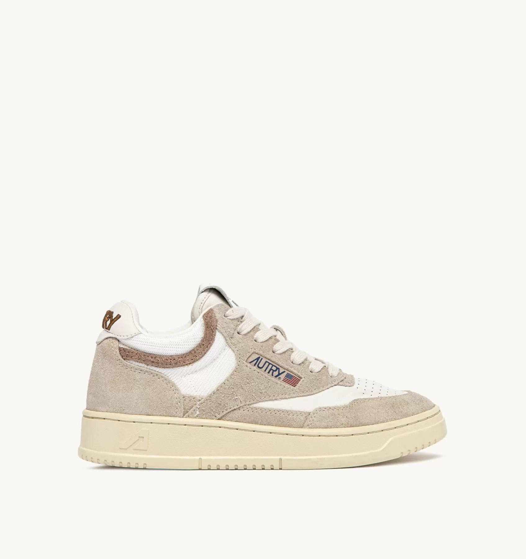 Männer AUTRY Sneakers Open Mid Aus Zigenleder, Gewebe Und Wildleder In Weiss Ecru Und Beige