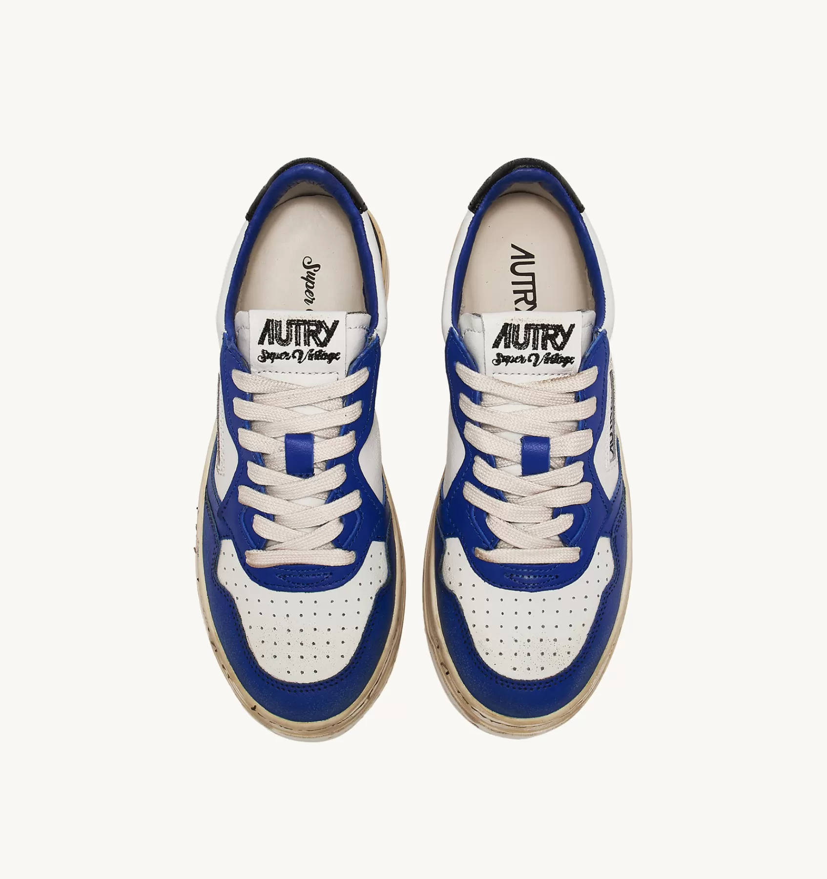Frauen AUTRY Sneakers Super Vintage Low Aus Leder In Weiss, Blau Und Schwarz