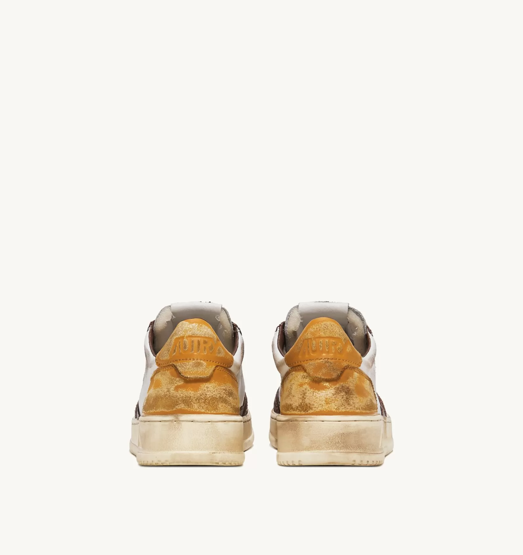 Männer AUTRY Sneakers Super Vintage Low Aus Leder In Weiss, Braun Und Honey