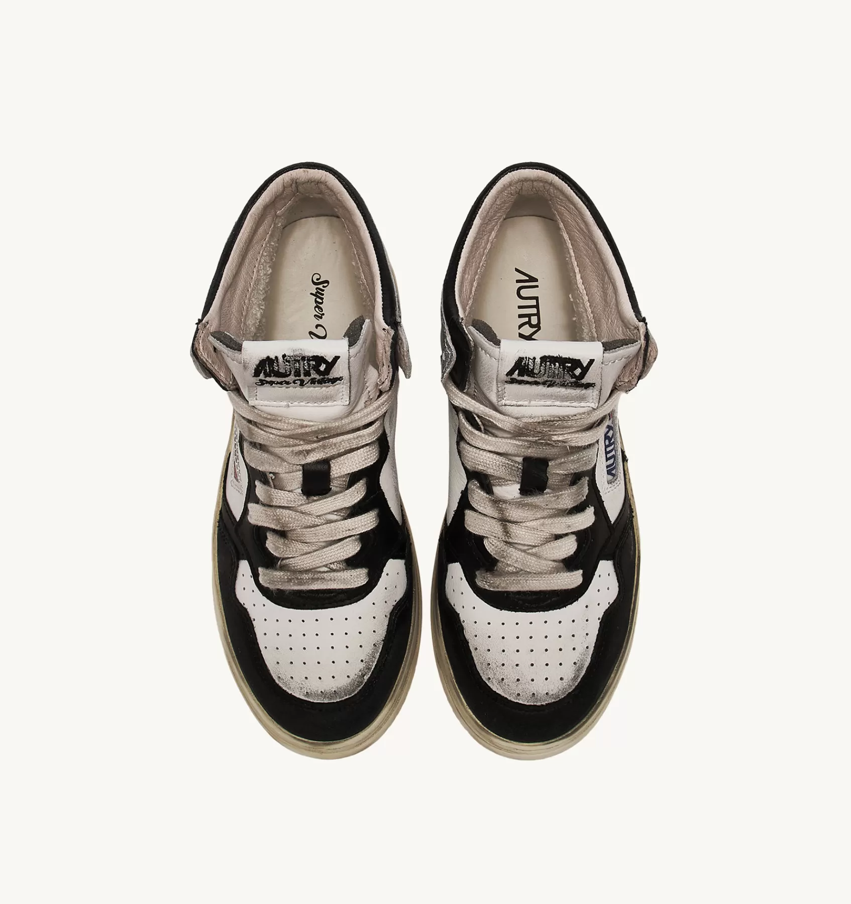 Frauen AUTRY Sneakers Super Vintage Mid Aus Leder In Weiss Schwarz Silber