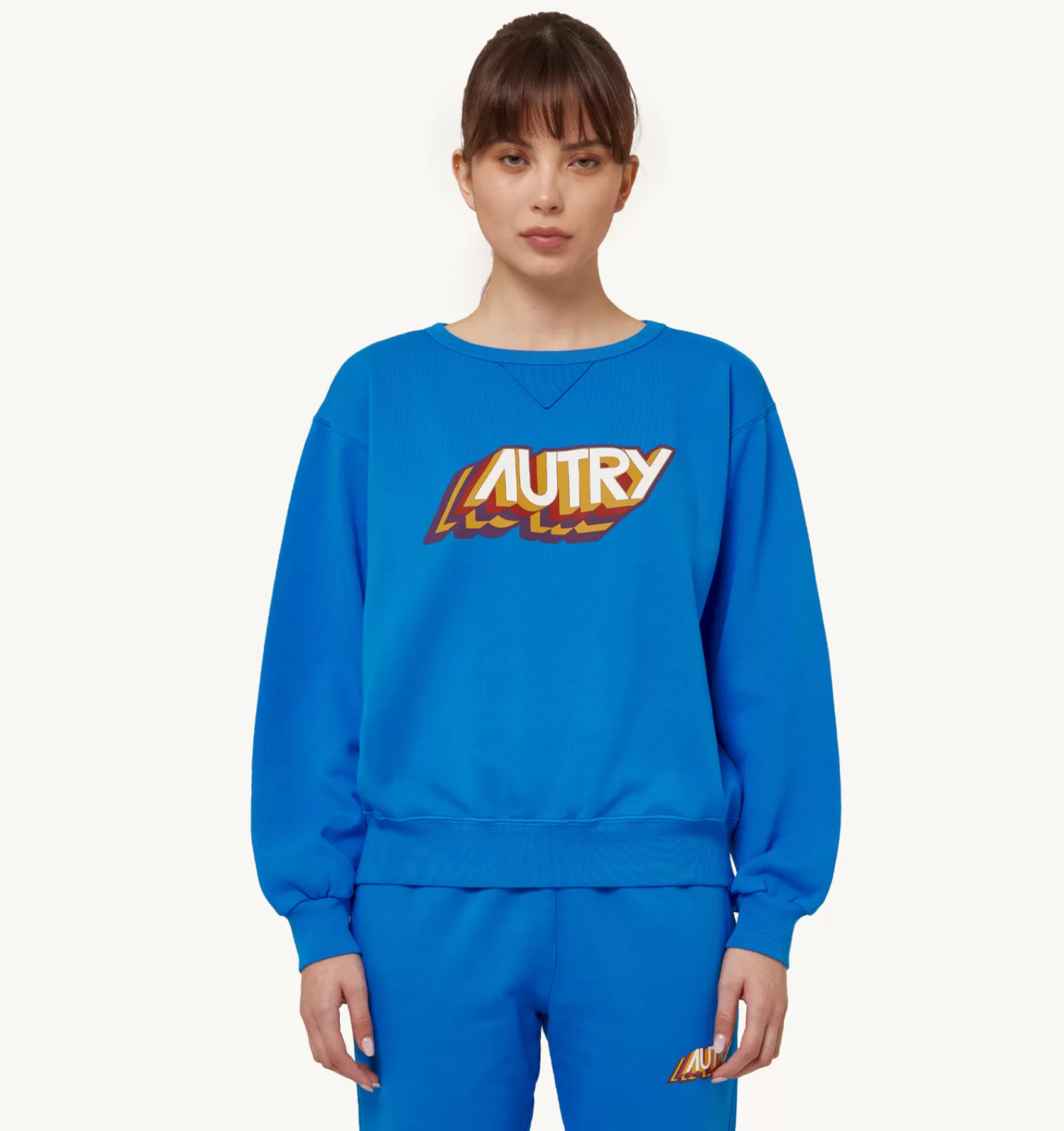 Frauen AUTRY Sweatshirt Mit Rundhalsausschnitt Und Aerobic-Logo Bluette