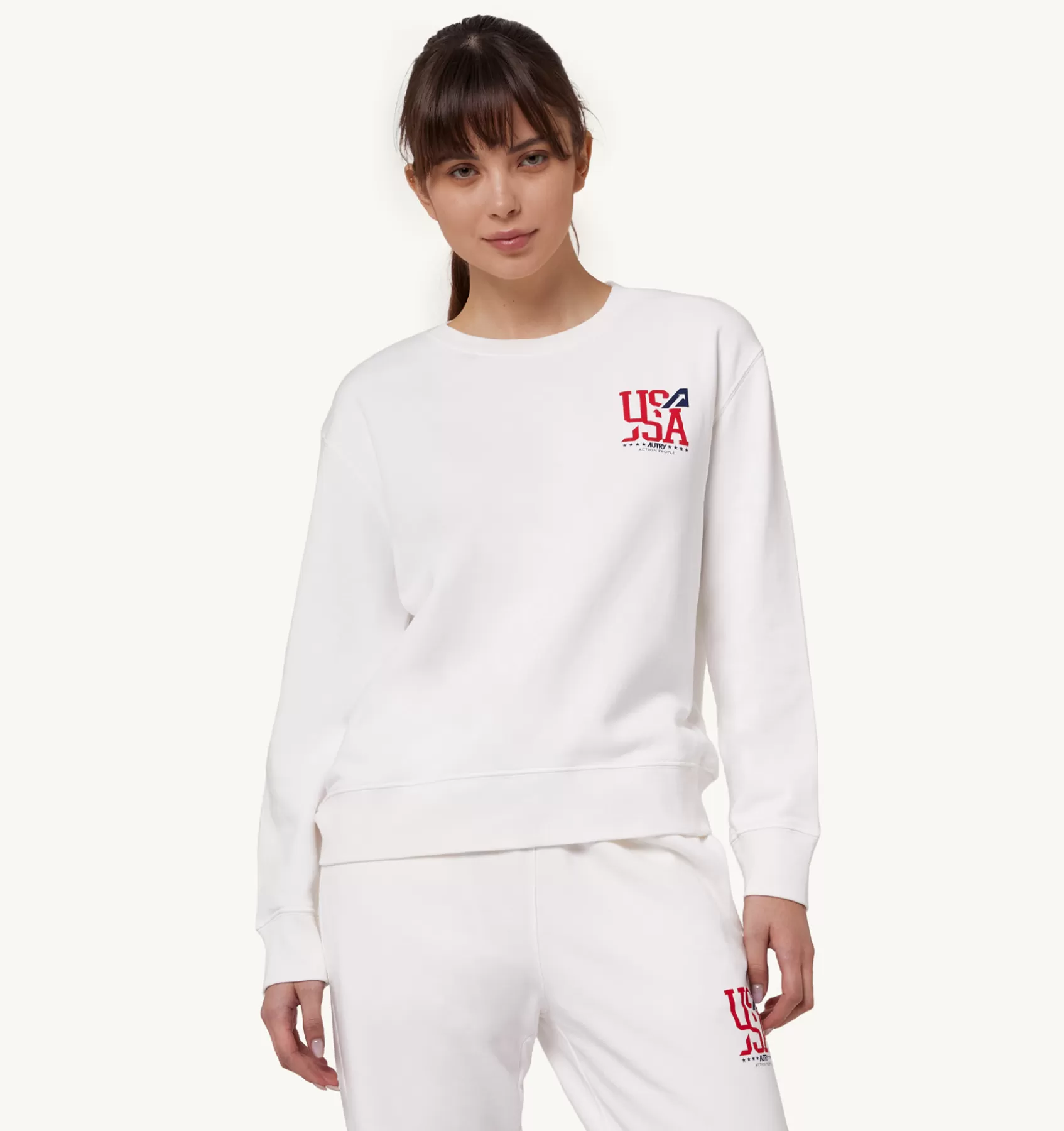 Frauen AUTRY Sweatshirt Mit Rundhalsausschnitt Und Iconic-Logo Weiss