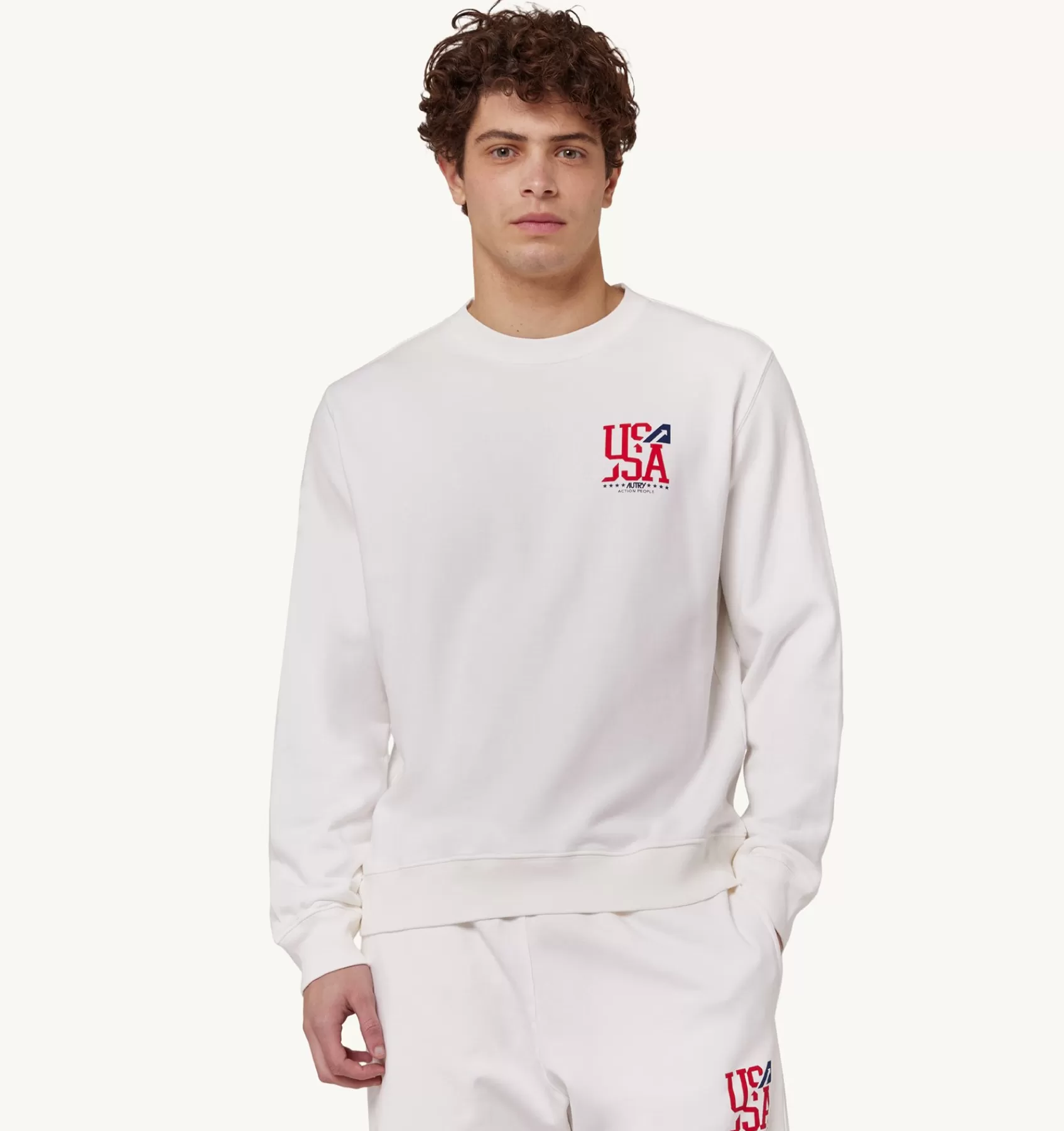 Männer AUTRY Sweatshirt Mit Rundhalsausschnitt Und Iconic-Logo Weiss