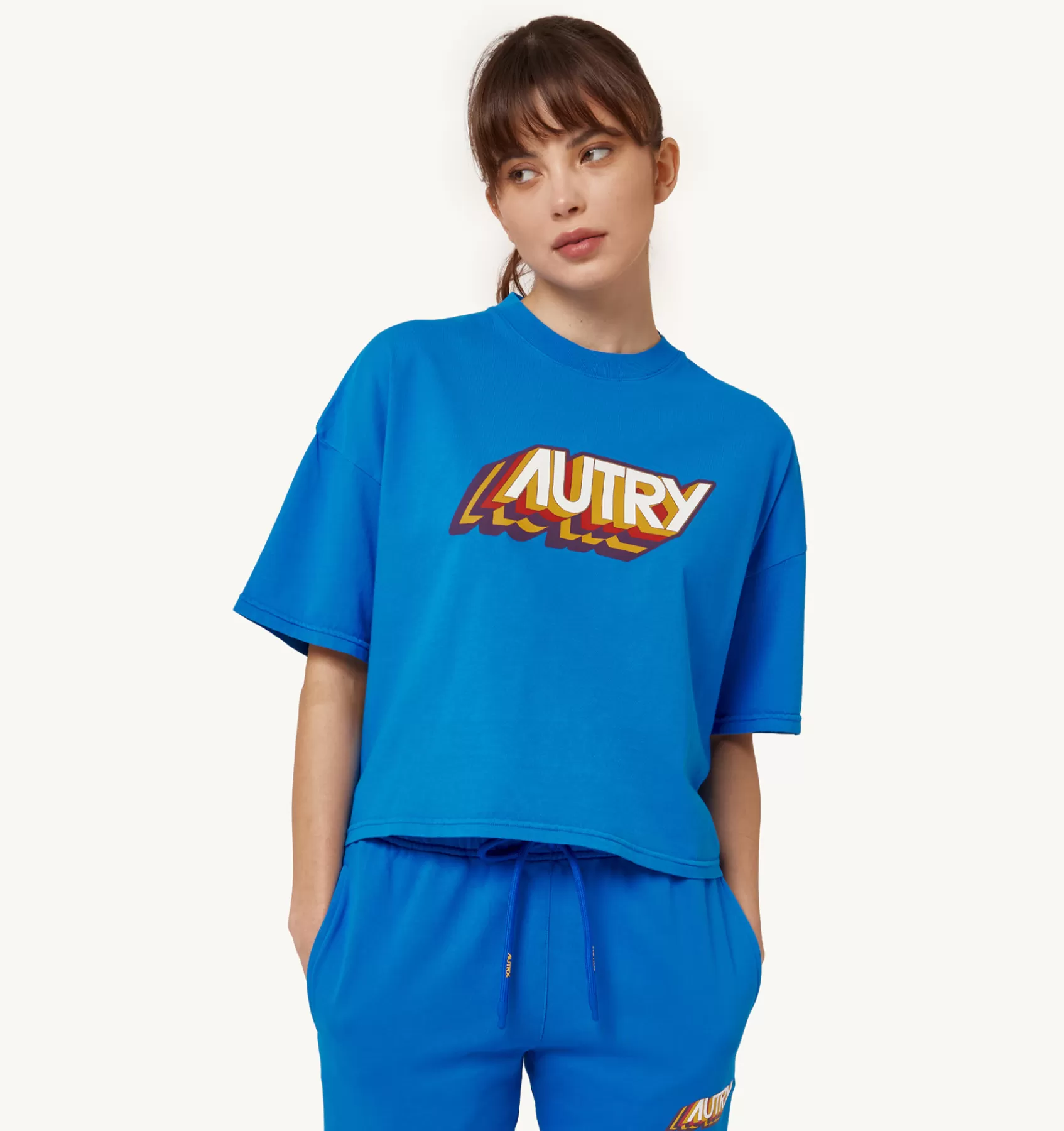 Frauen AUTRY T-Shirt Aerobic-Logo In Bluette