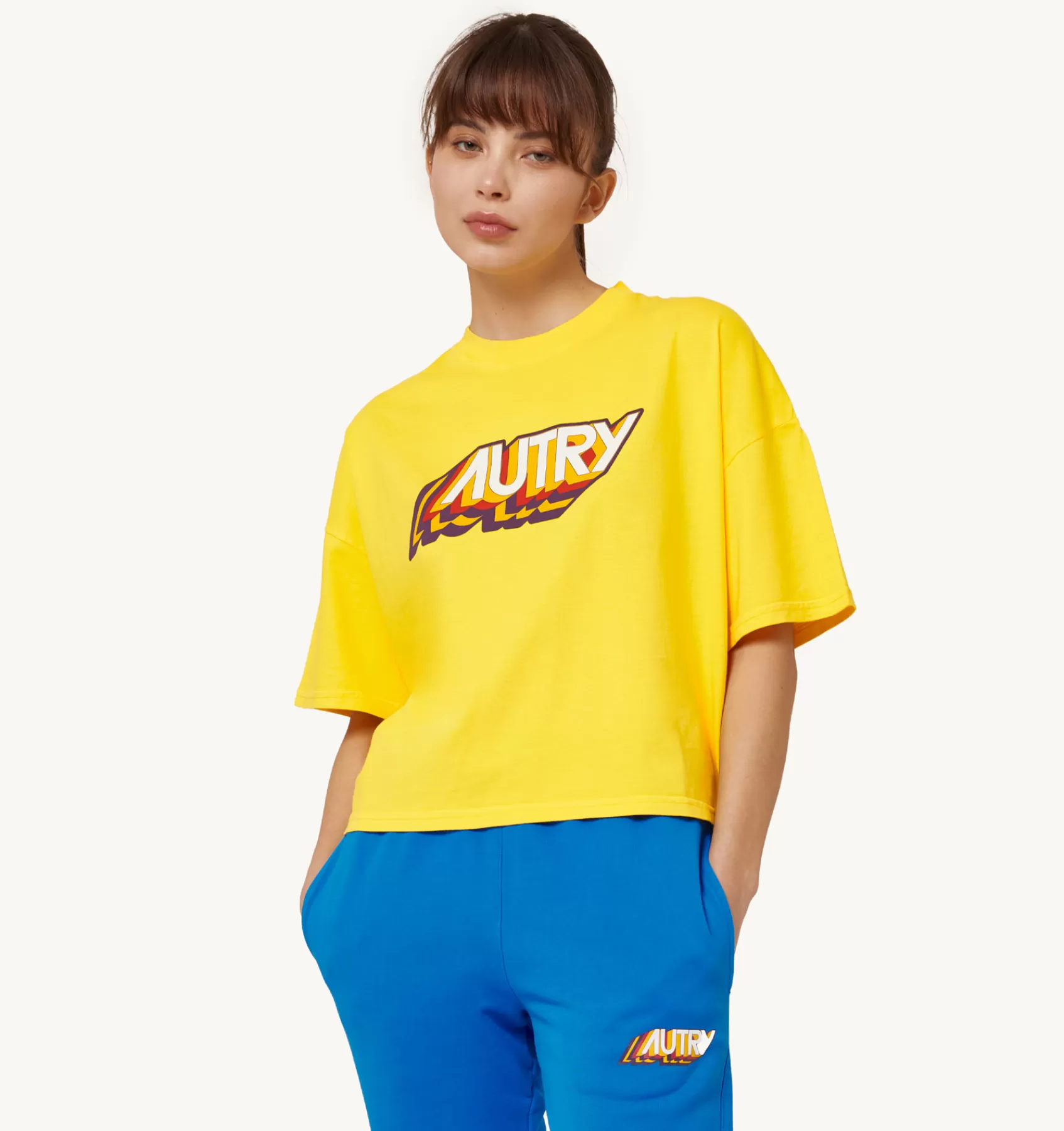 Frauen AUTRY T-Shirt Aerobic-Logo In Gelb