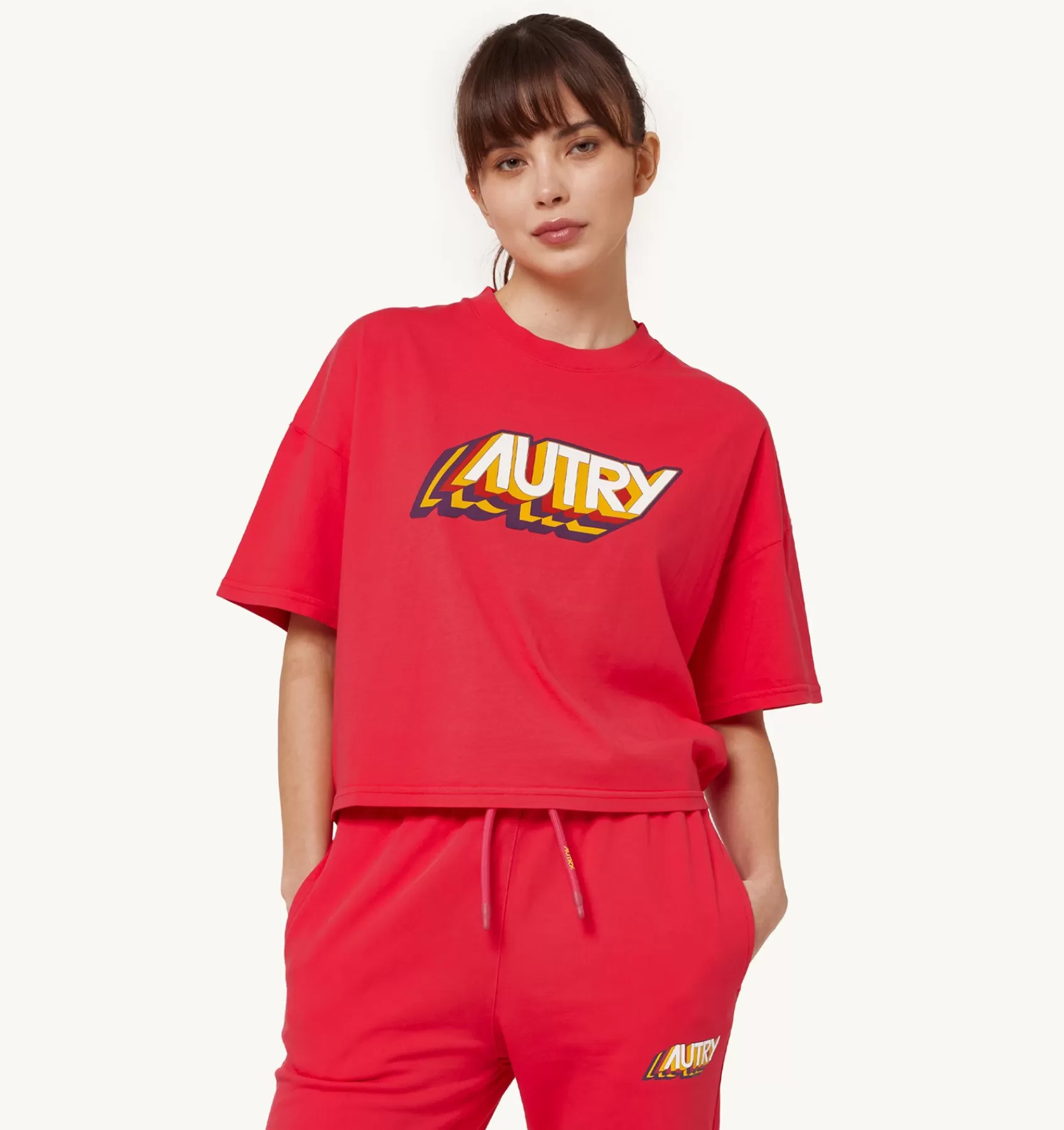 Frauen AUTRY T-Shirt Aerobic-Logo In Rot